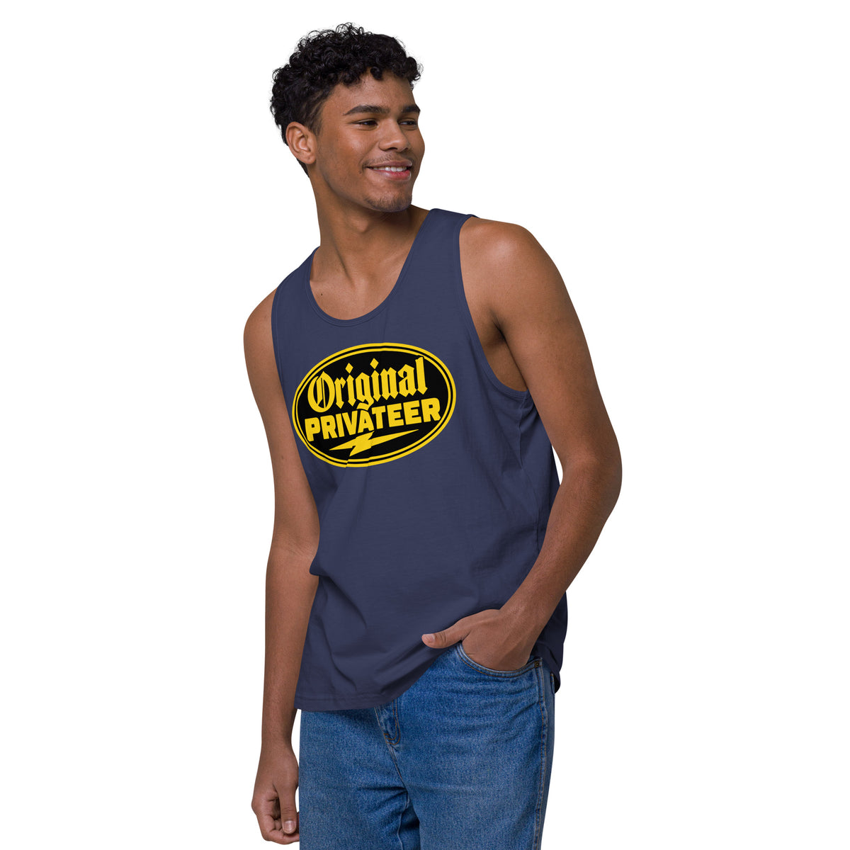 Men's Black & Gold Motorcycle Tank Top | Original Privateer