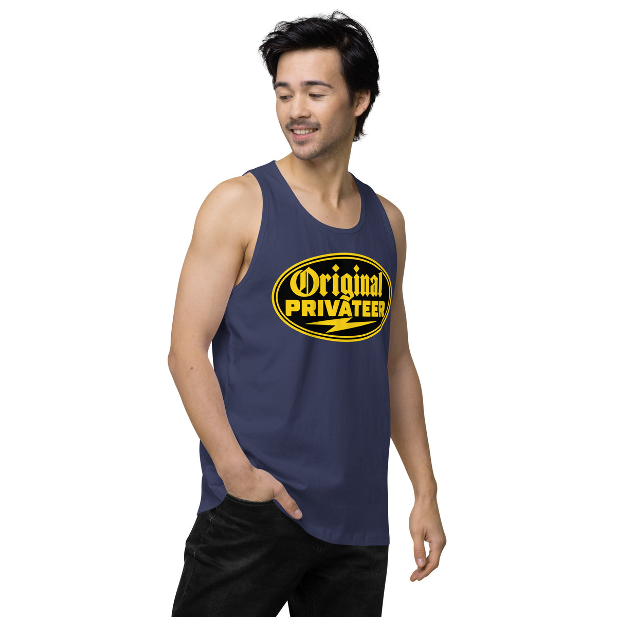 Men's Black & Gold Motorcycle Tank Top | Original Privateer