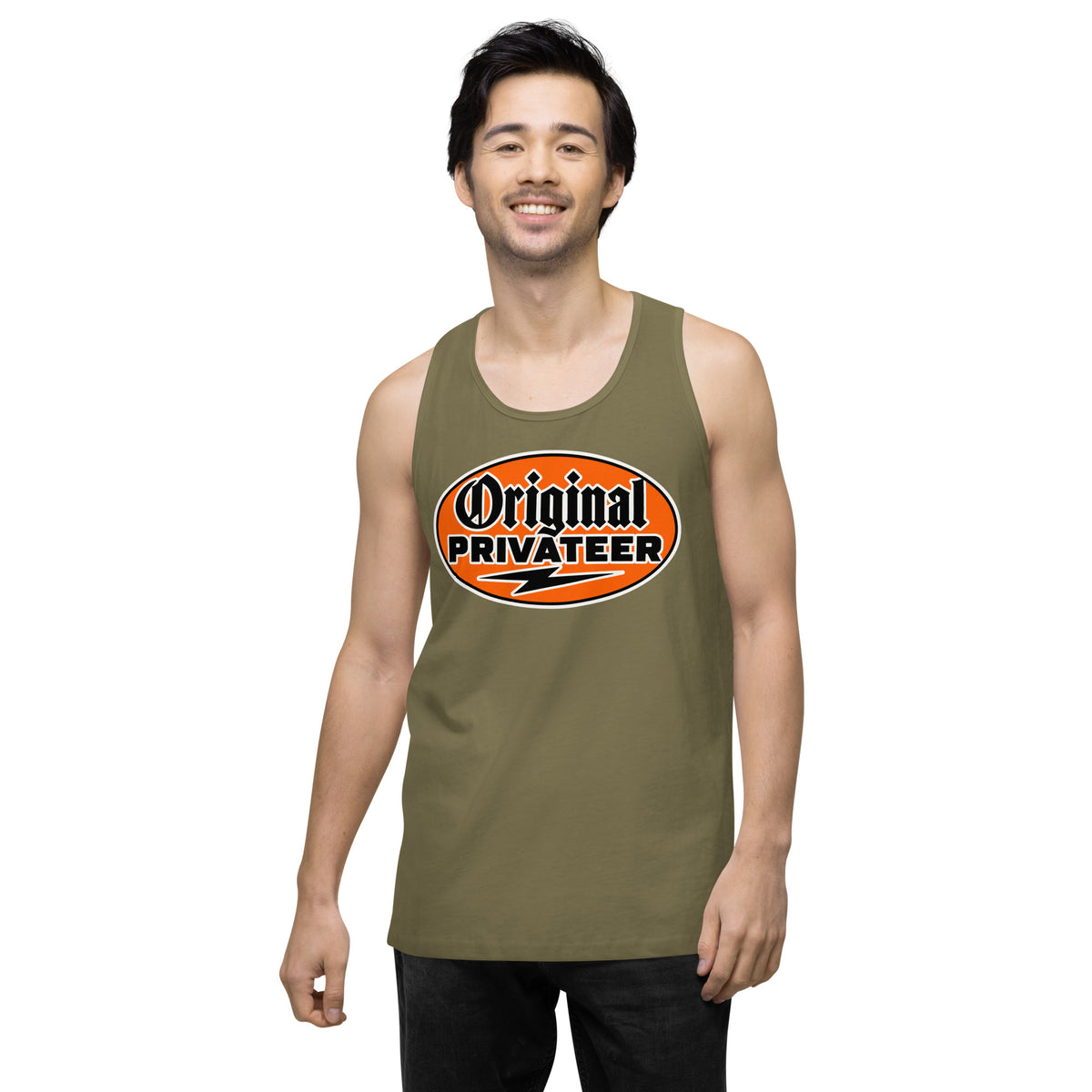 Men's Retro Orange Motorcycle Tank Top | Original Privateer