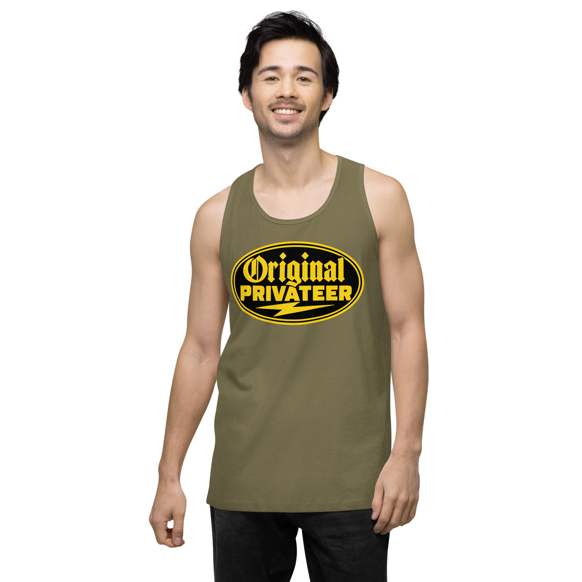 Men's Black & Gold Motorcycle Tank Top | Original Privateer