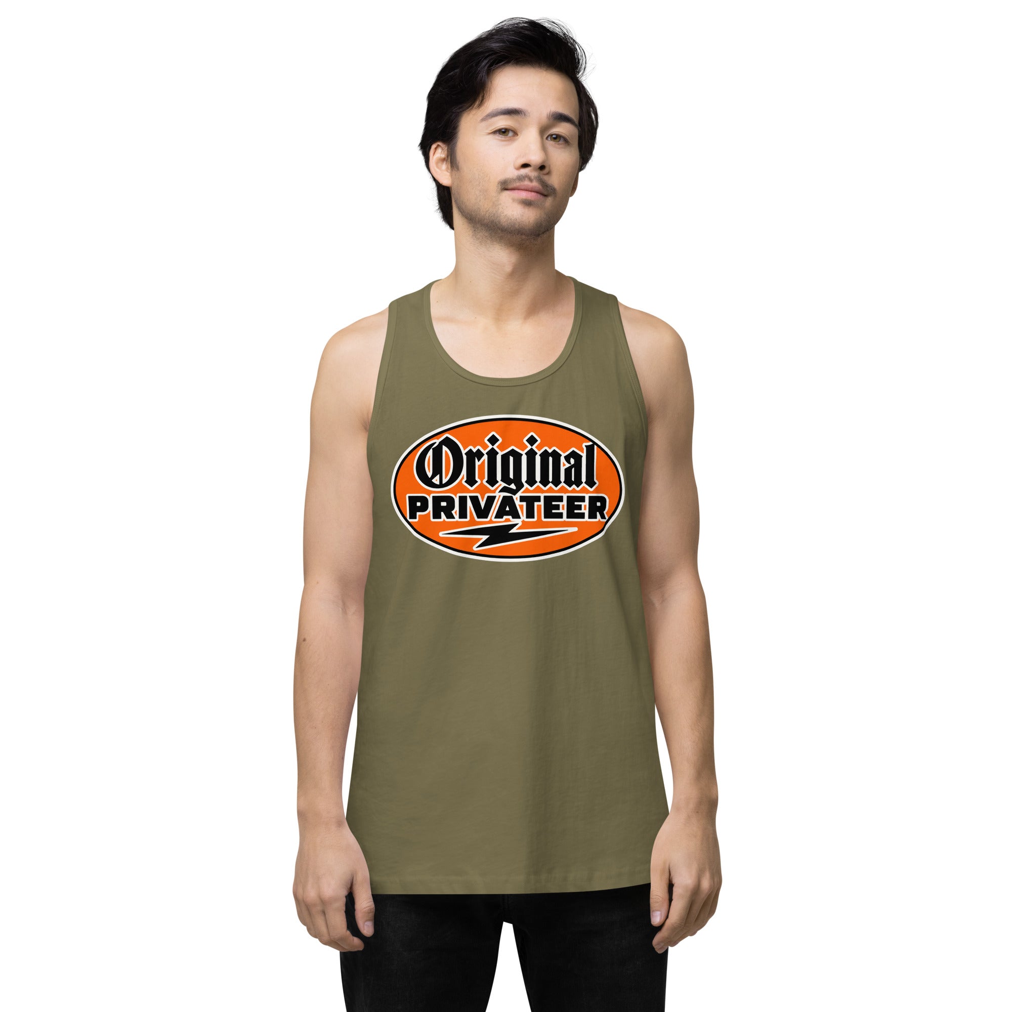 Men's Retro Orange Motorcycle Tank Top | Original Privateer