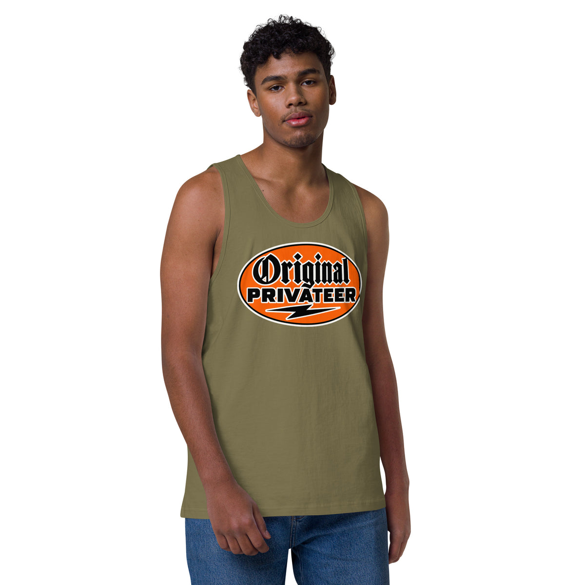 Men's Retro Orange Motorcycle Tank Top | Original Privateer