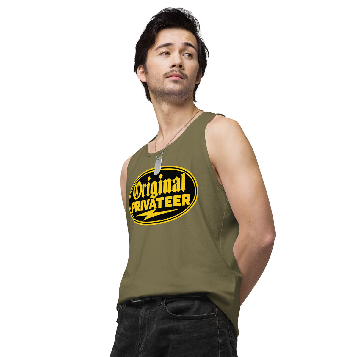 Men's Black & Gold Motorcycle Tank Top | Original Privateer