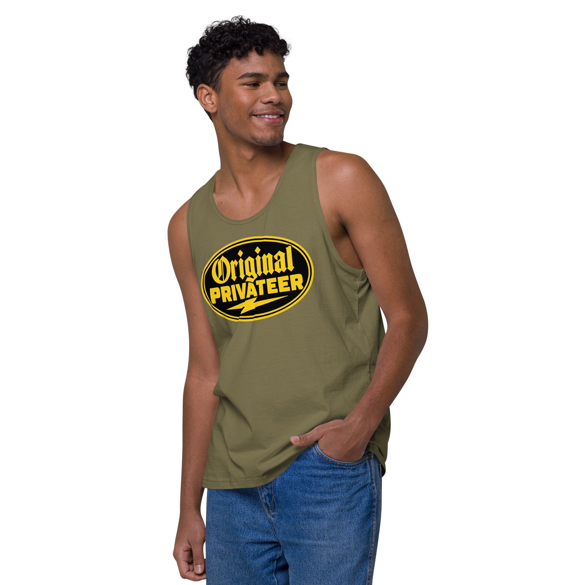 Men's Black & Gold Motorcycle Tank Top | Original Privateer