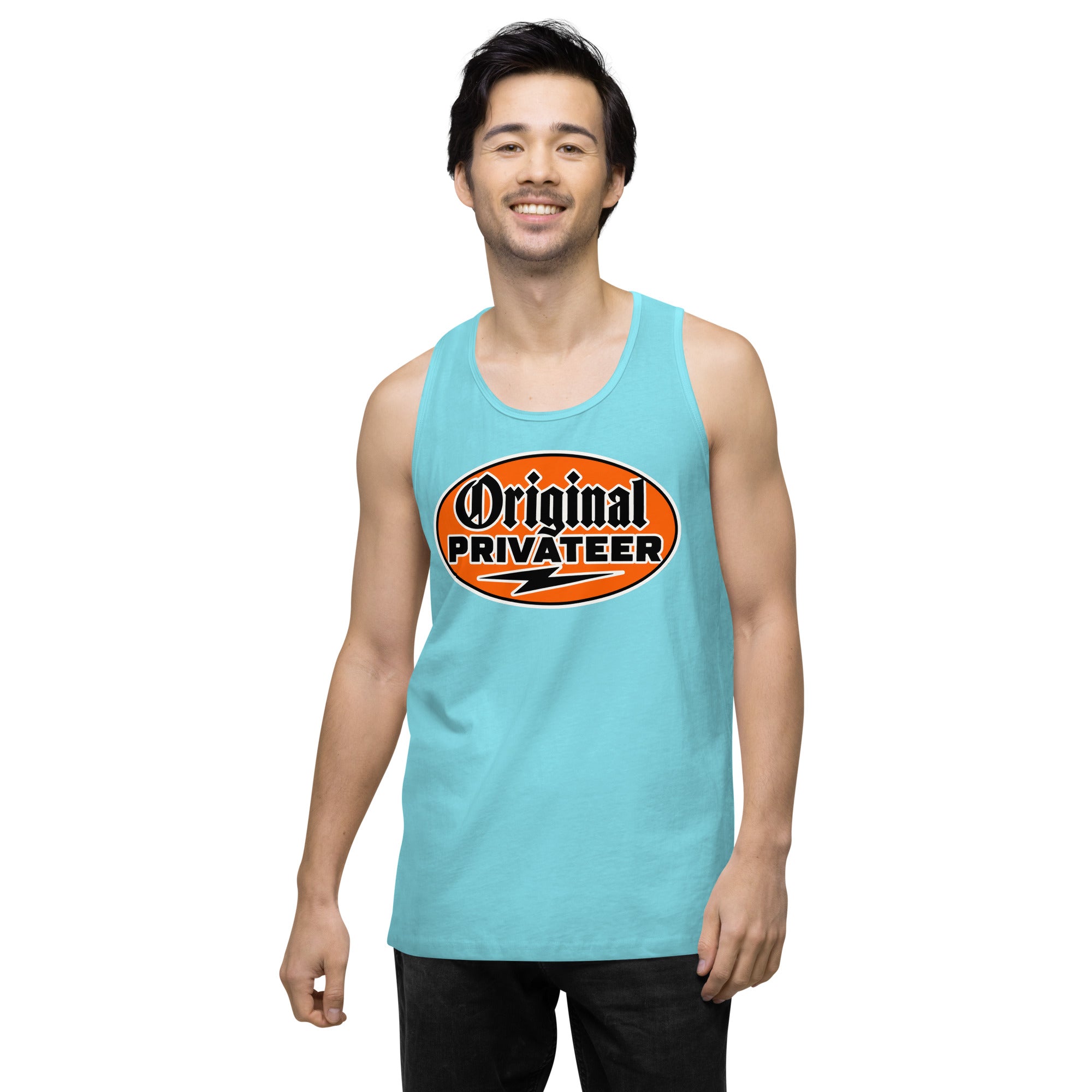 Men's Retro Orange Motorcycle Tank Top | Original Privateer