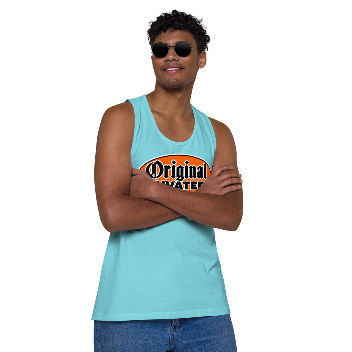 Men's Retro Orange Motorcycle Tank Top | Original Privateer