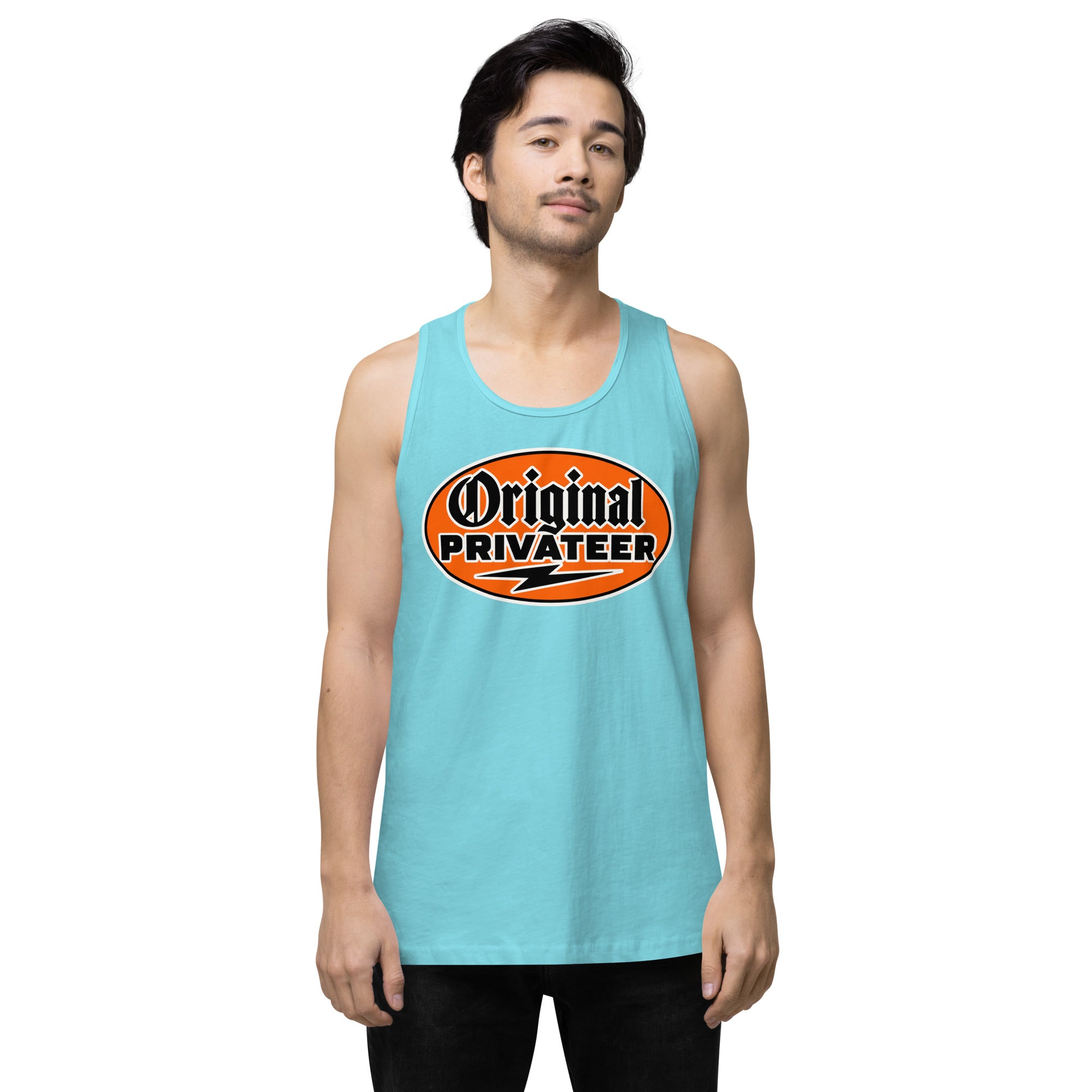 Men's Retro Orange Motorcycle Tank Top | Original Privateer