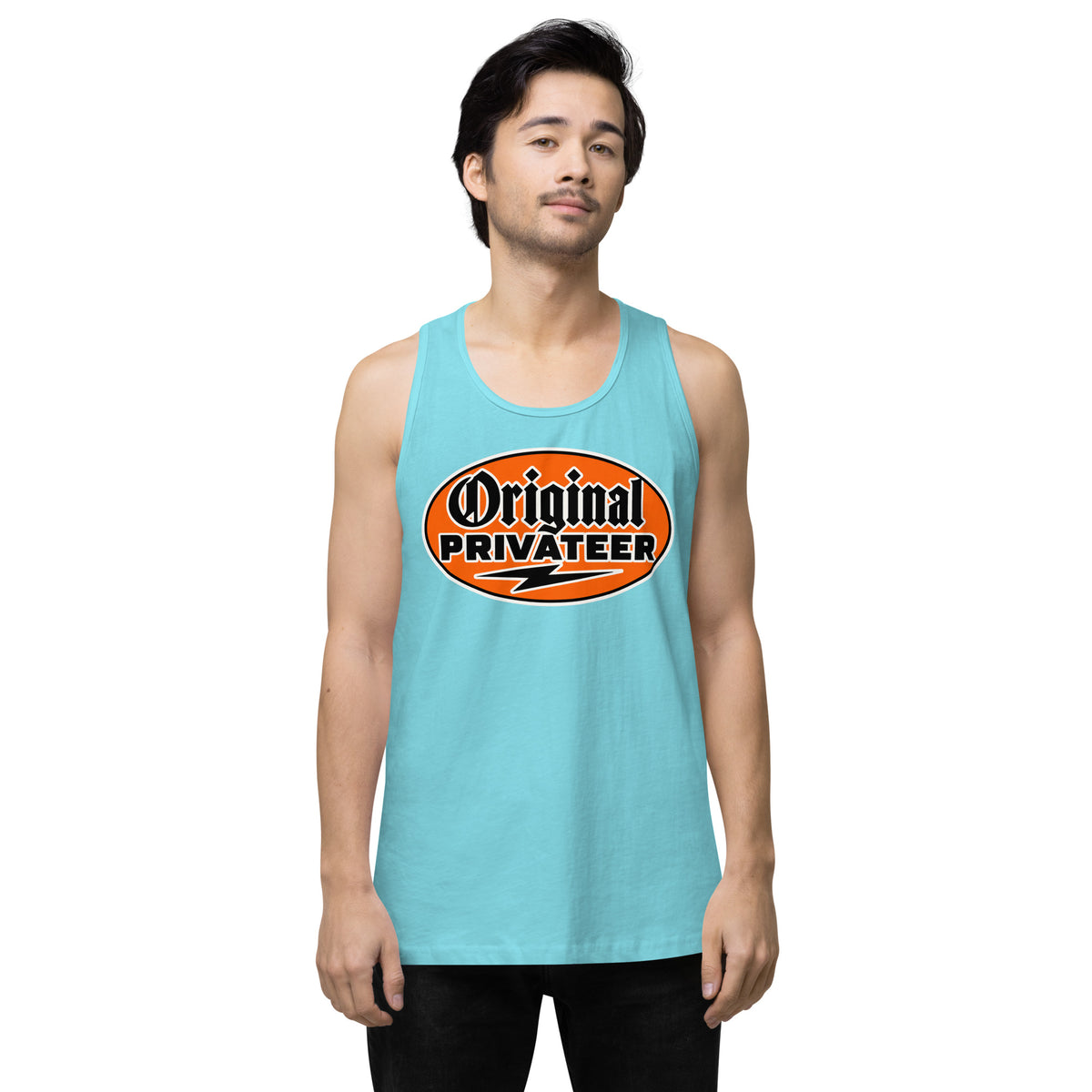 Men's Retro Orange Motorcycle Tank Top | Original Privateer