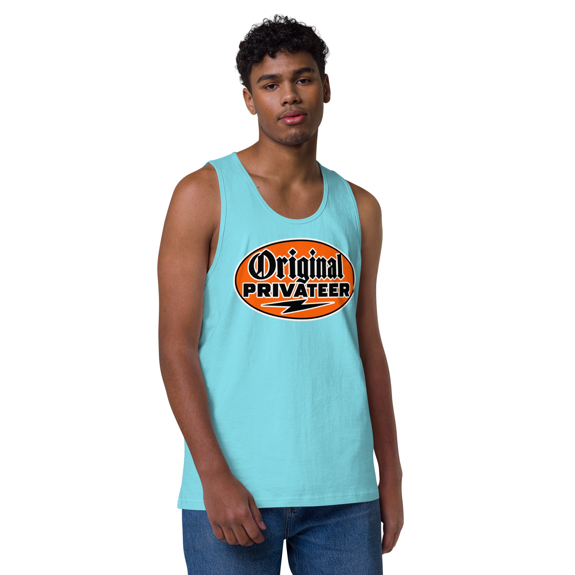 Men's Retro Orange Motorcycle Tank Top | Original Privateer