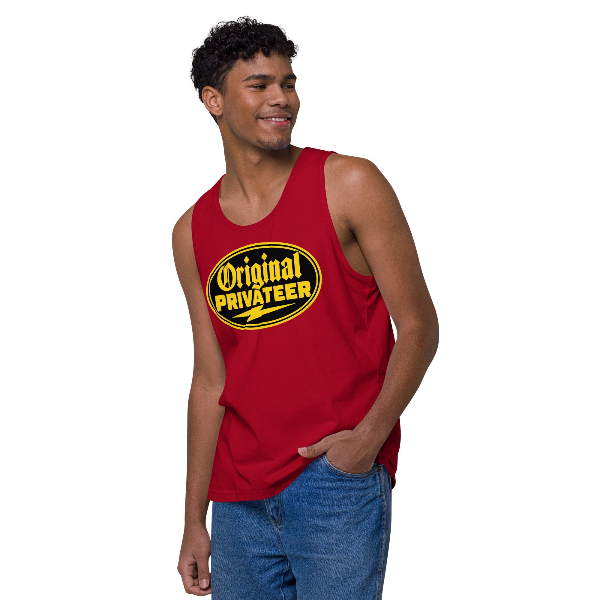 Men's Black & Gold Motorcycle Tank Top | Original Privateer