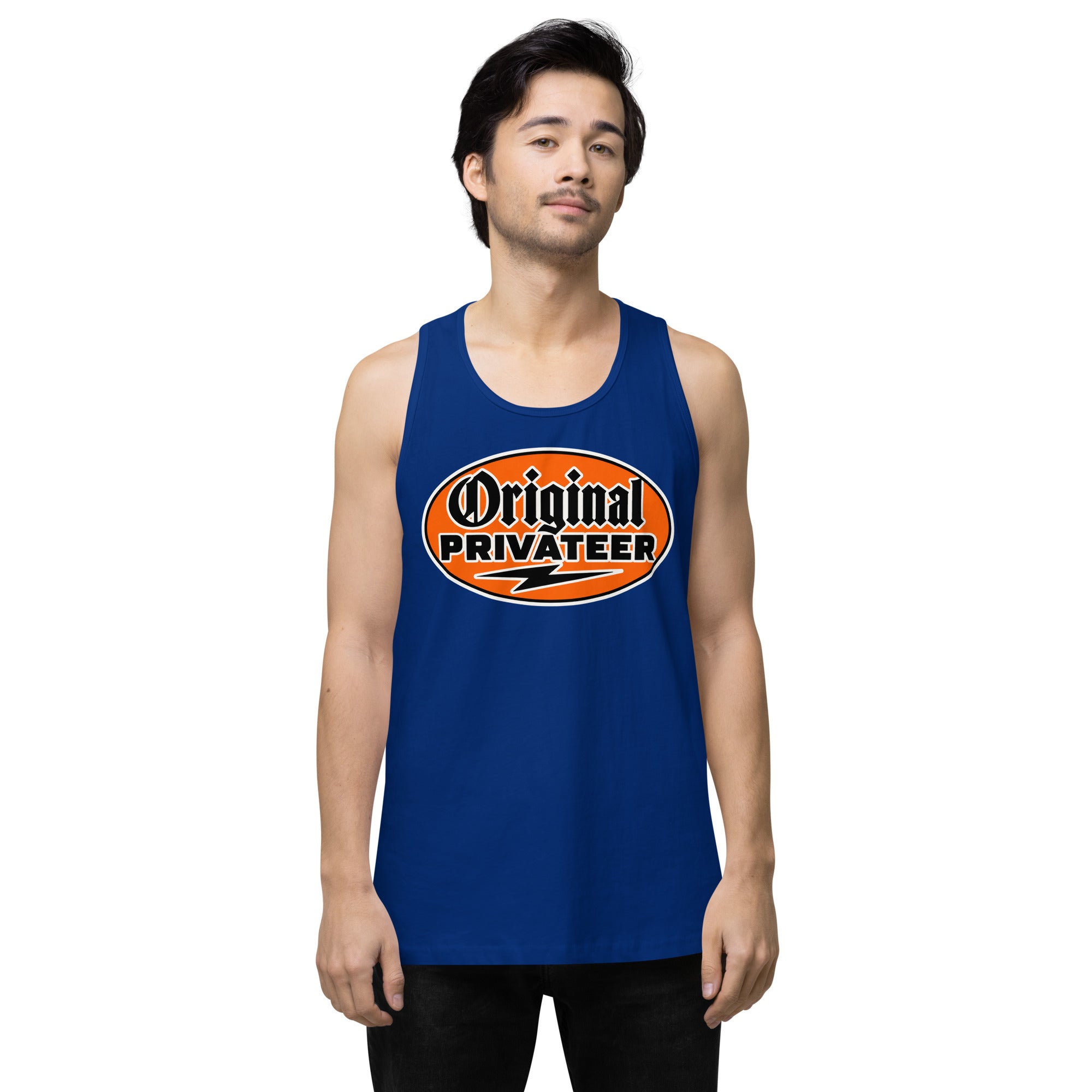 Men's Retro Orange Motorcycle Tank Top | Original Privateer