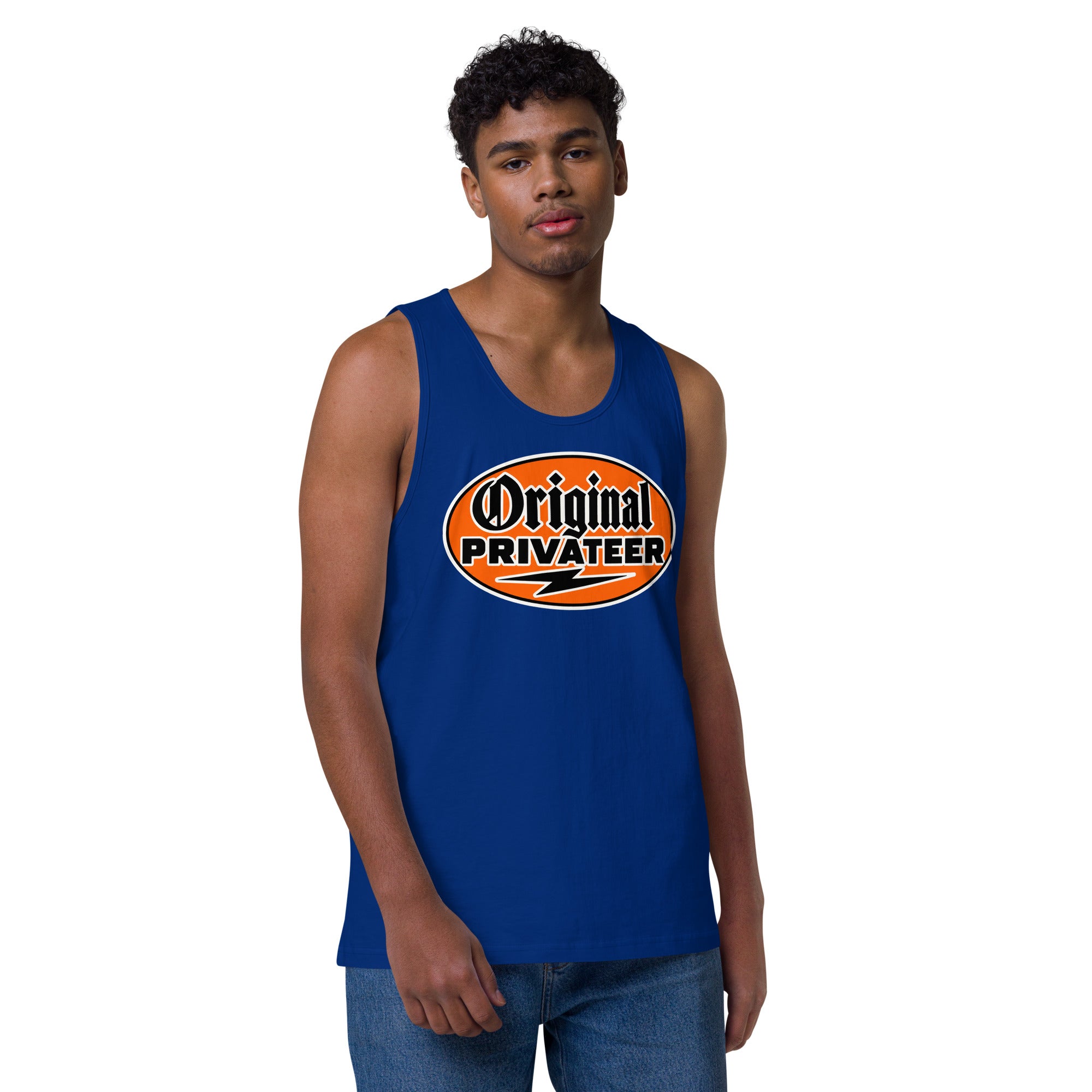 Men's Retro Orange Motorcycle Tank Top | Original Privateer
