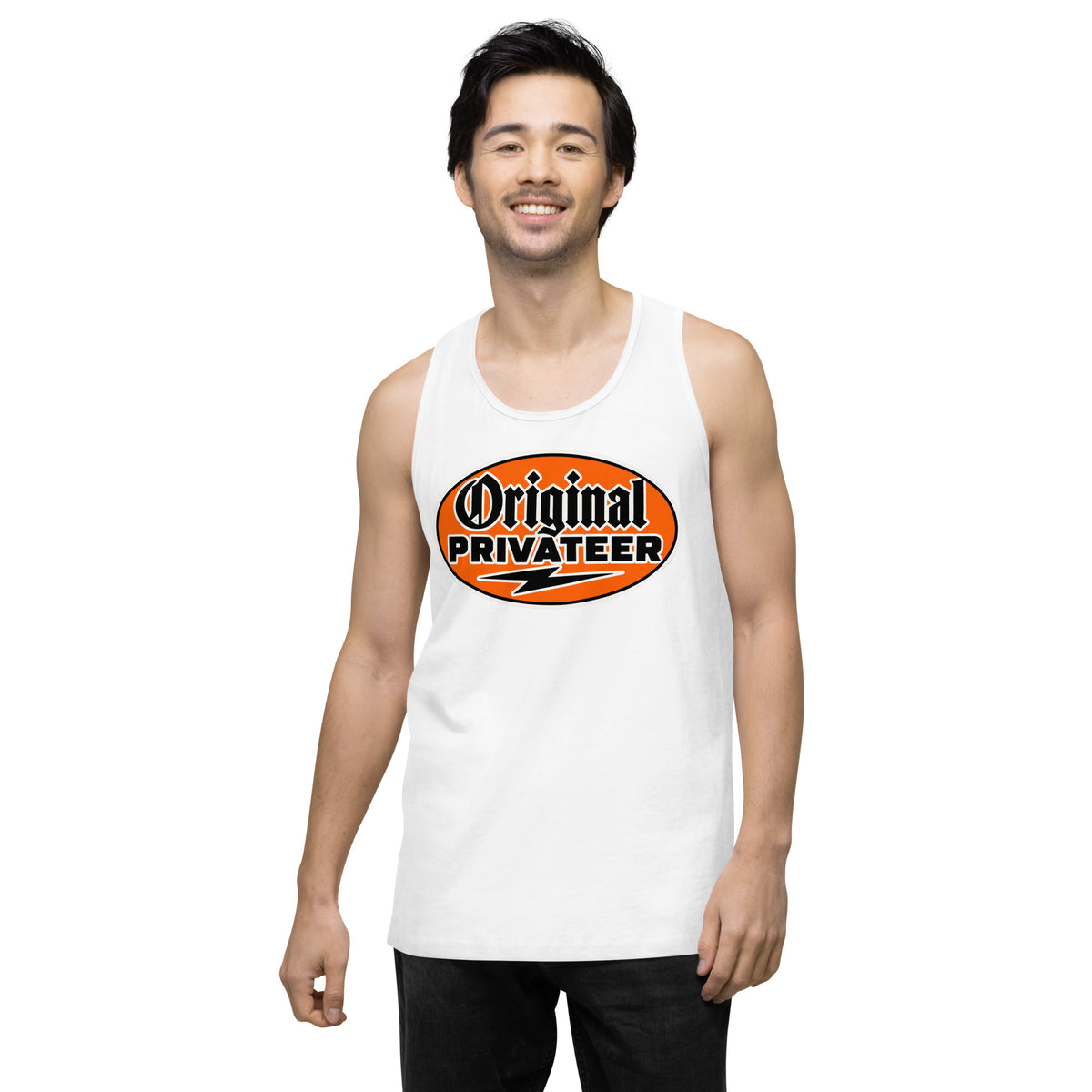 Men's Retro Orange Motorcycle Tank Top | Original Privateer