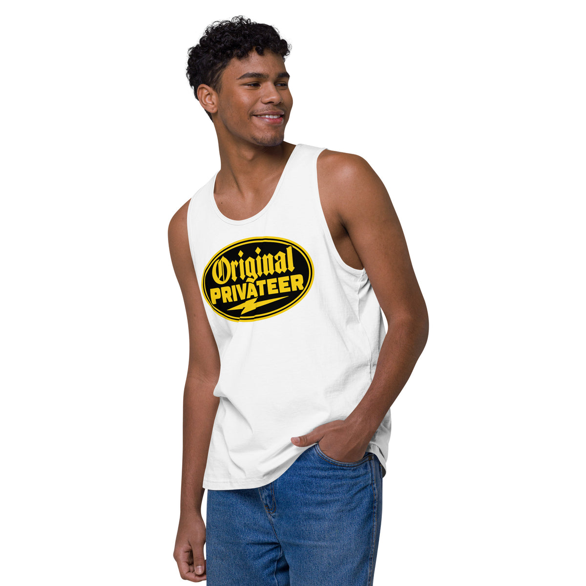 Men's Black & Gold Motorcycle Tank Top | Original Privateer