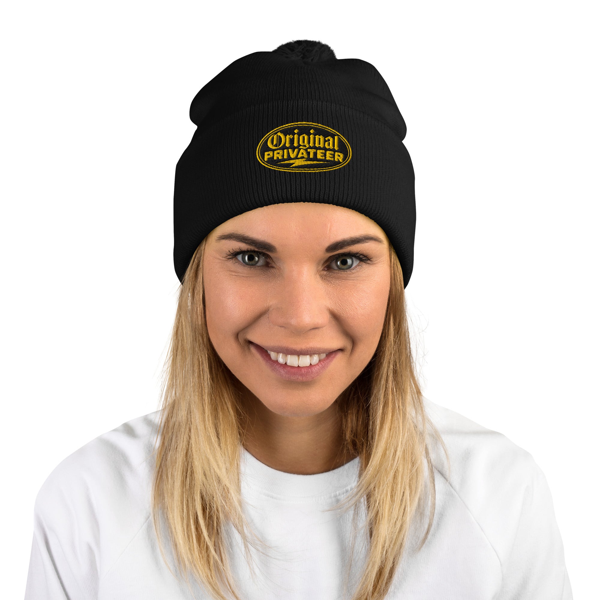 Black & Gold Pom Pom Beanie | Original Privateer