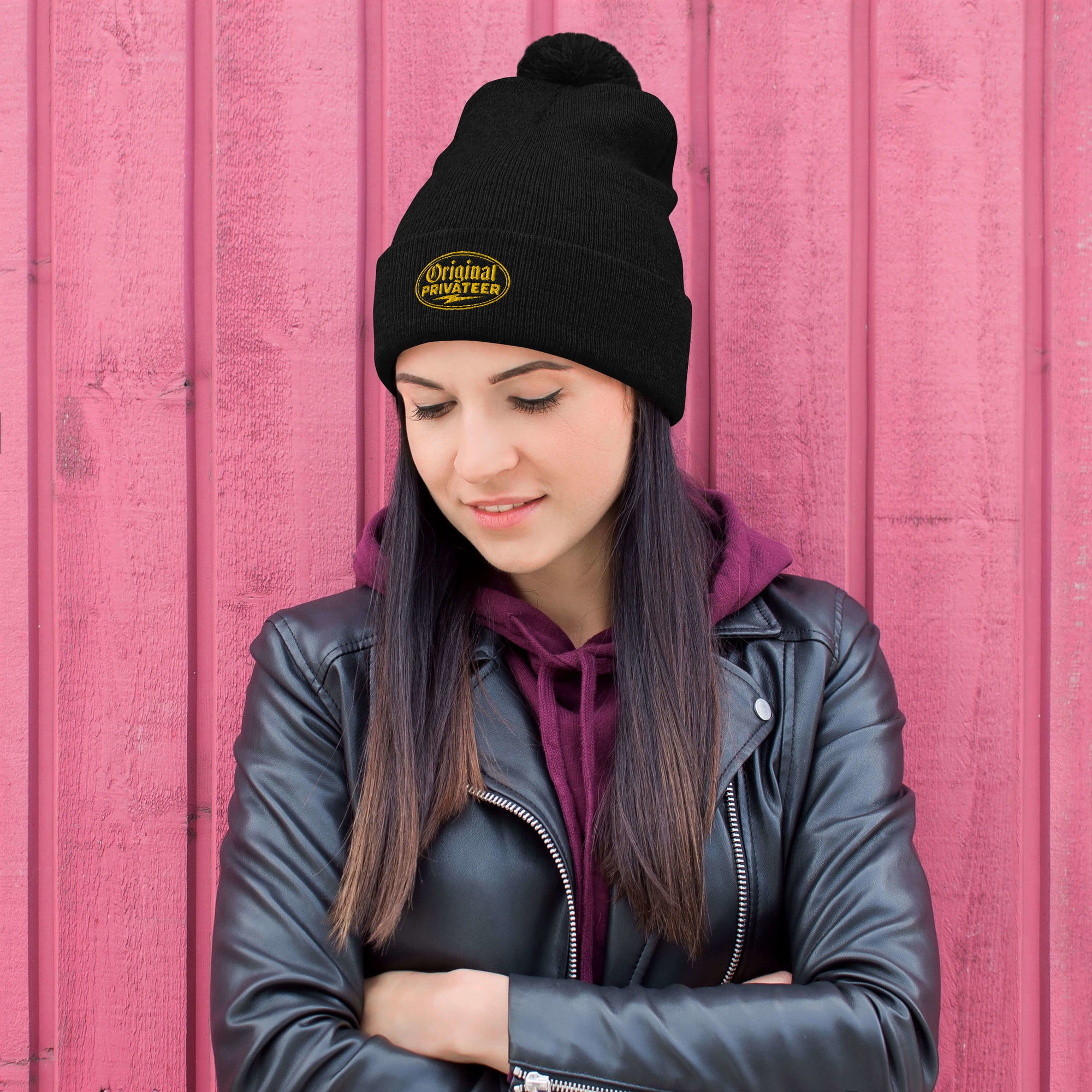Black & Gold Pom Pom Beanie | Original Privateer
