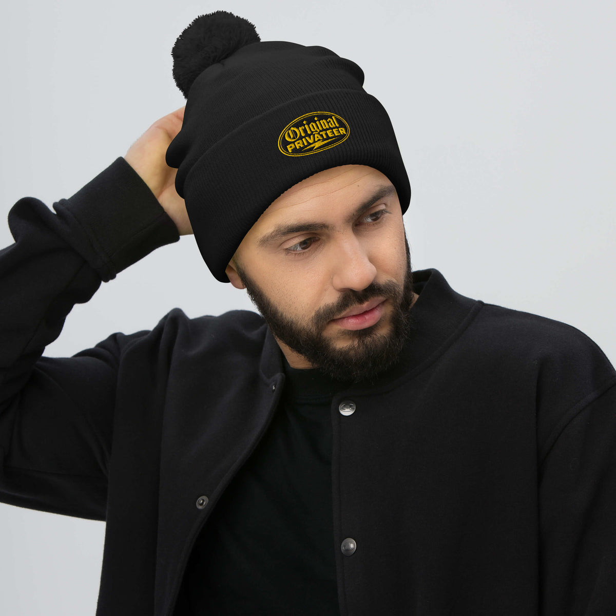 Black & Gold Pom Pom Beanie | Original Privateer