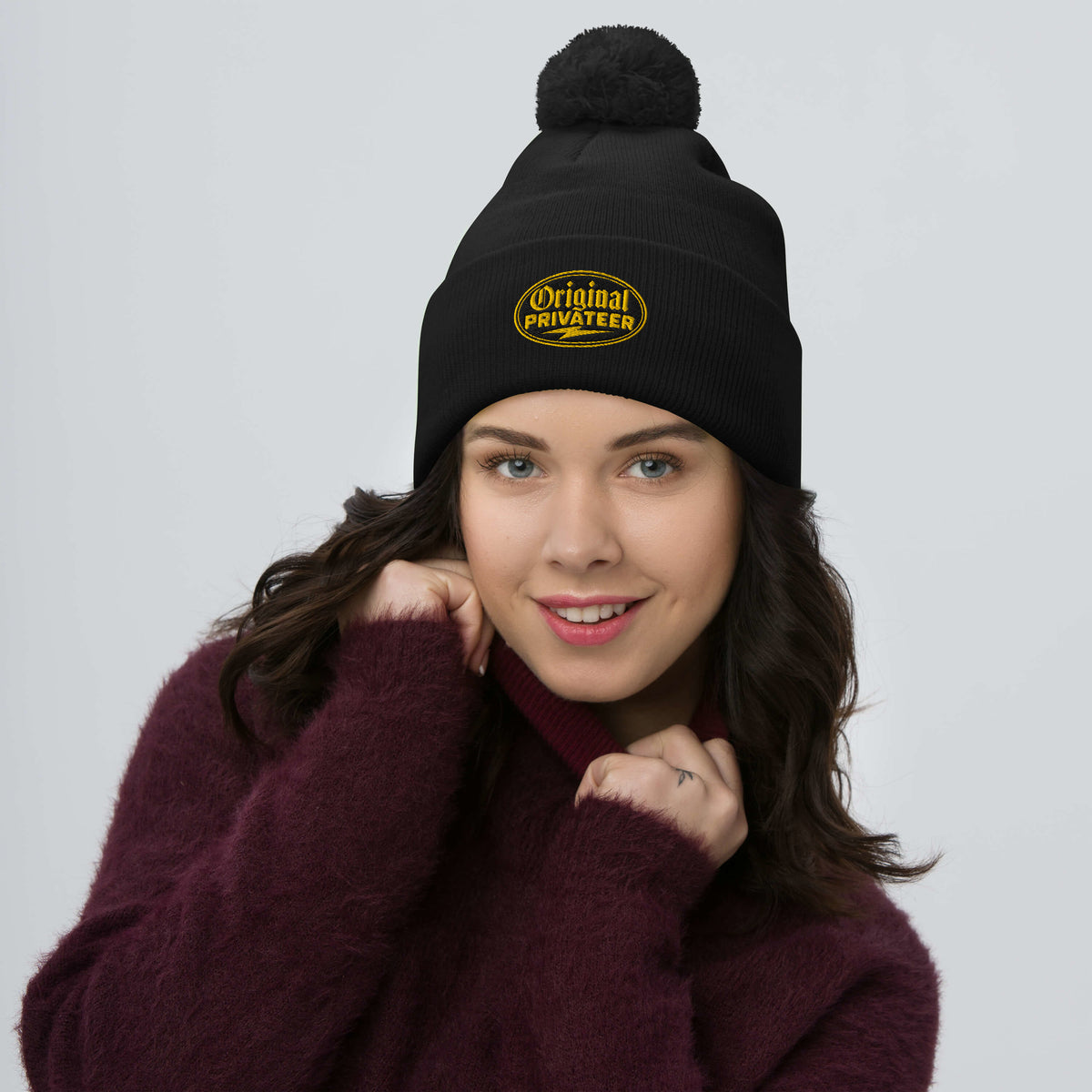 Black & Gold Pom Pom Beanie | Original Privateer