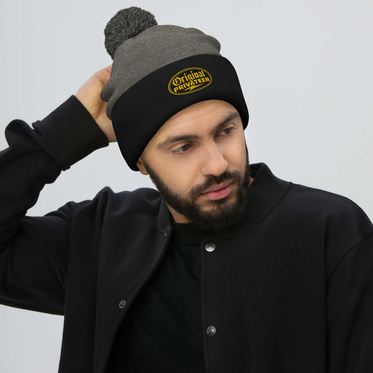 Black & Gold Pom Pom Beanie | Original Privateer