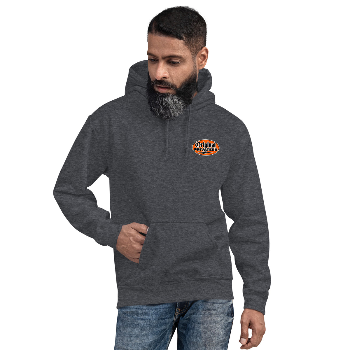 Men's Retro Orange Motorcycle Hoodie | Original Privateer
