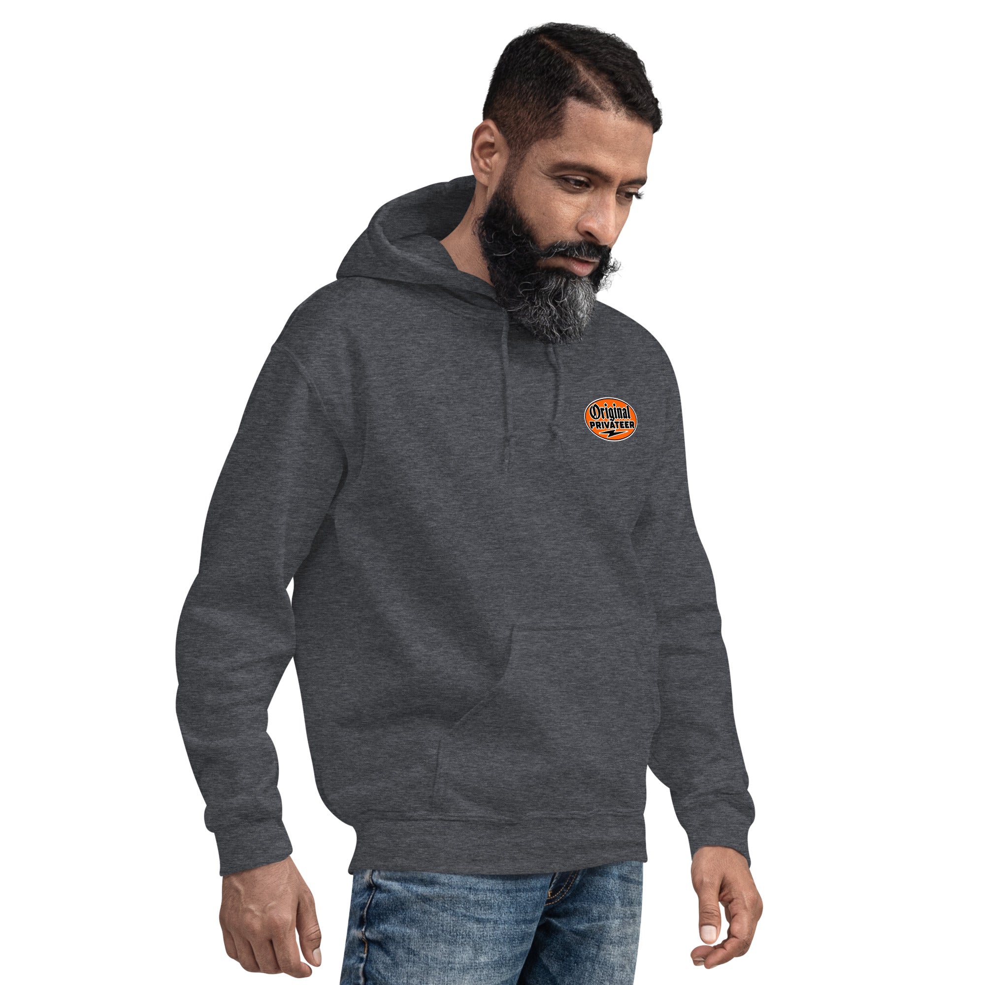 Men's Retro Orange Motorcycle Hoodie | Original Privateer
