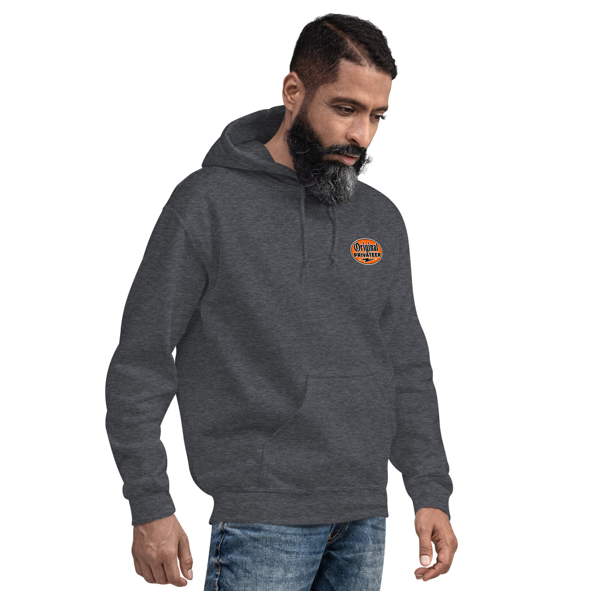 Men's Retro Orange Motorcycle Hoodie | Original Privateer
