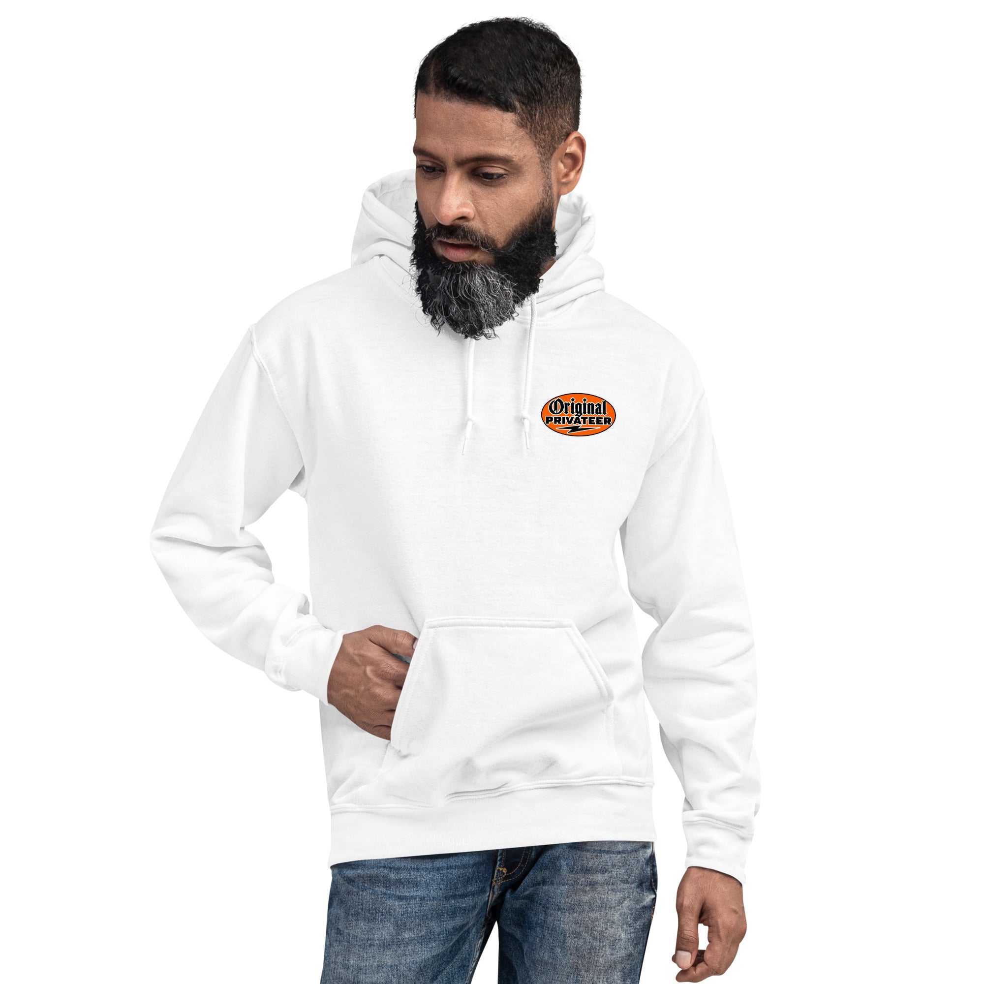 Men's Retro Orange Motorcycle Hoodie | Original Privateer
