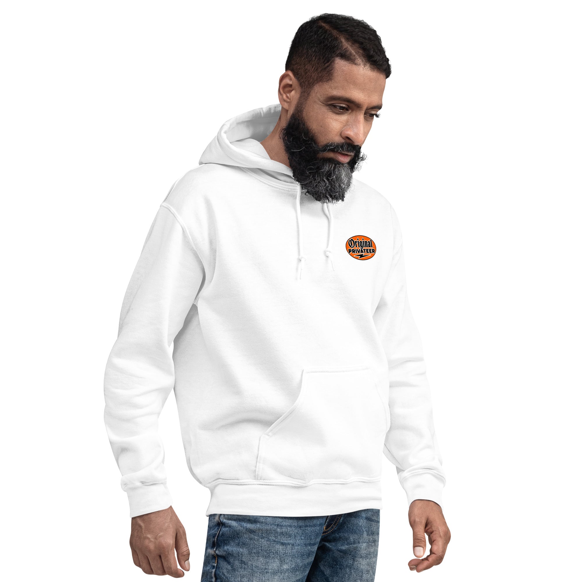 Men's Retro Orange Motorcycle Hoodie | Original Privateer