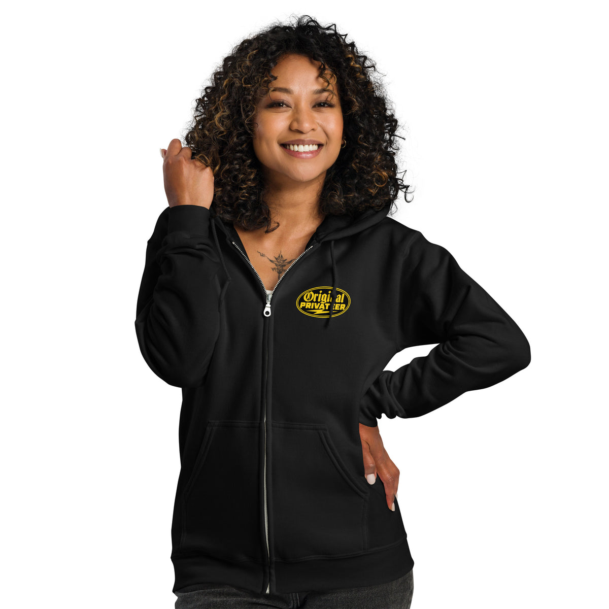 Black & Gold Motorcycle Zip Hoodie | Original Privateer