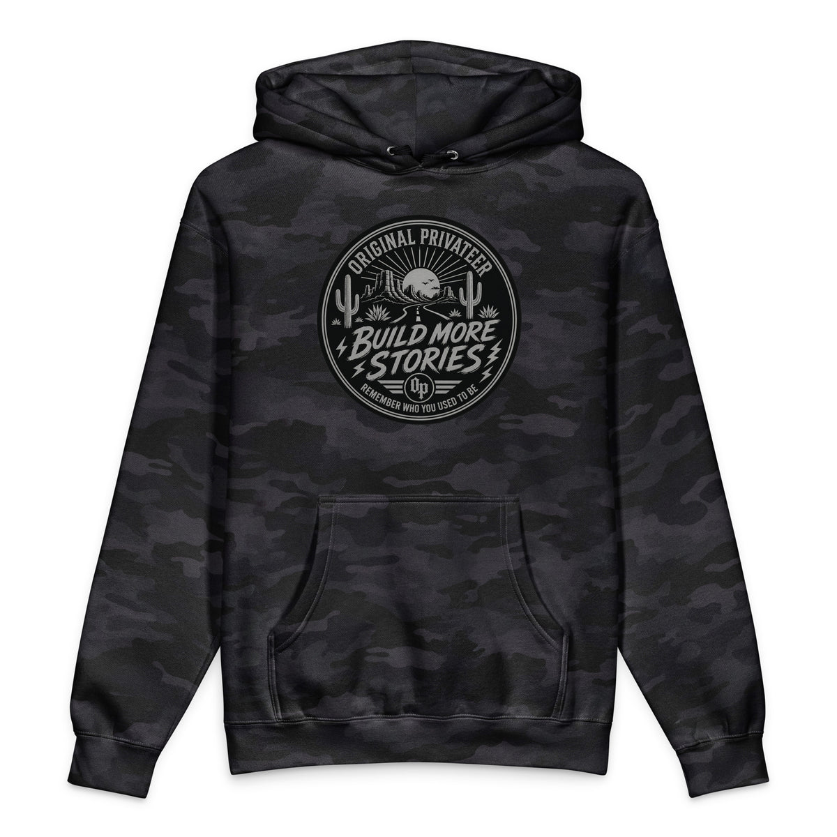 Build More Stories Heavyweight Hoodie — front view 1