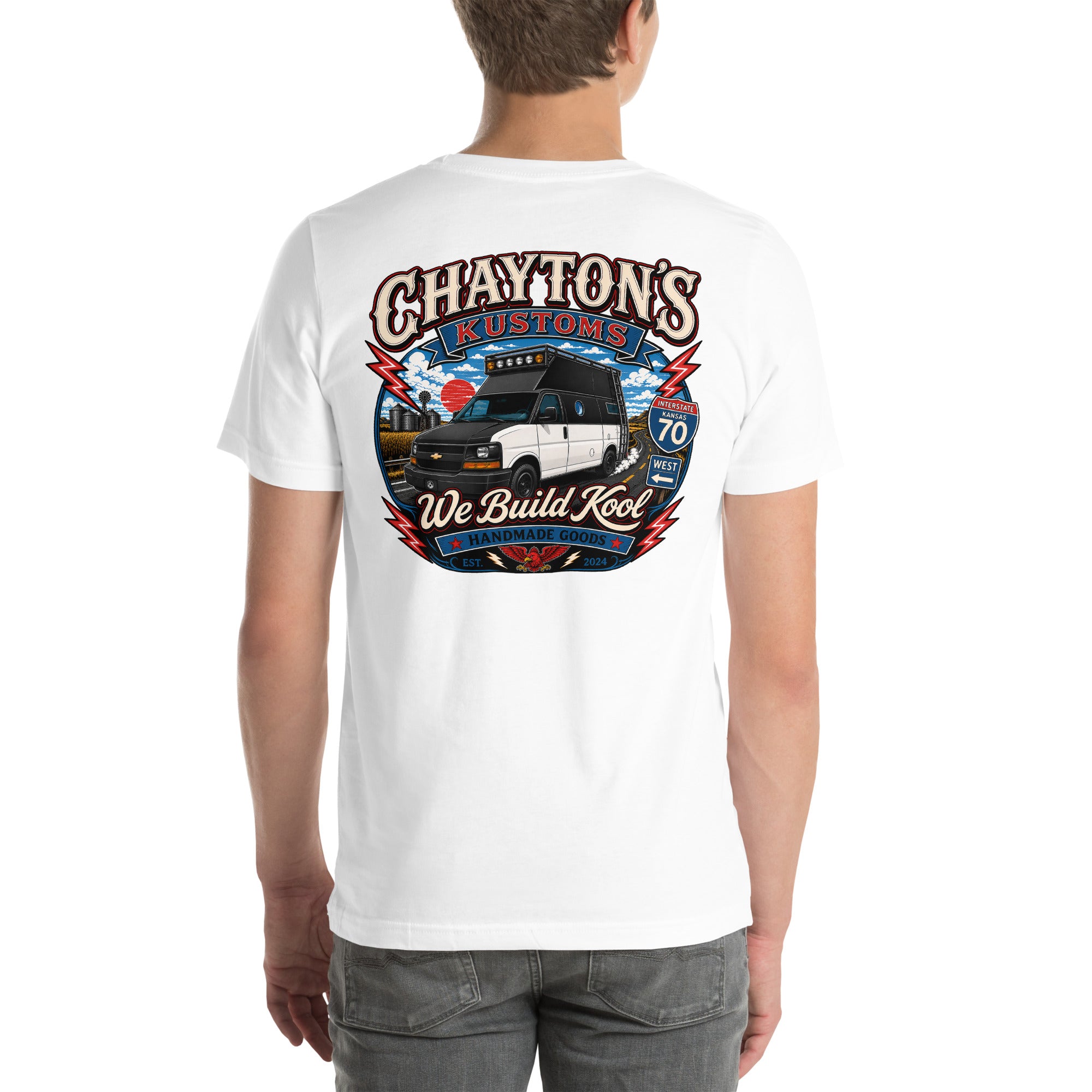 Chayton's Kustoms We Build Kool Unisex t-shirt — back view 5