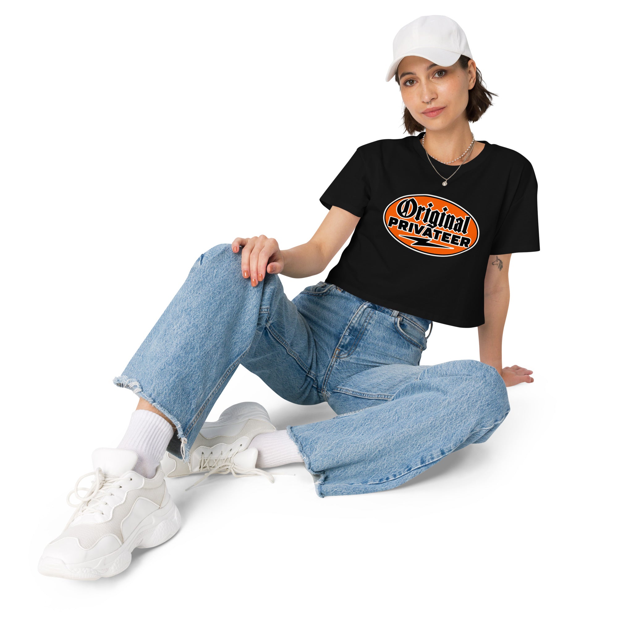 Women's Retro Orange Graphic Crop Top | Original Privateer