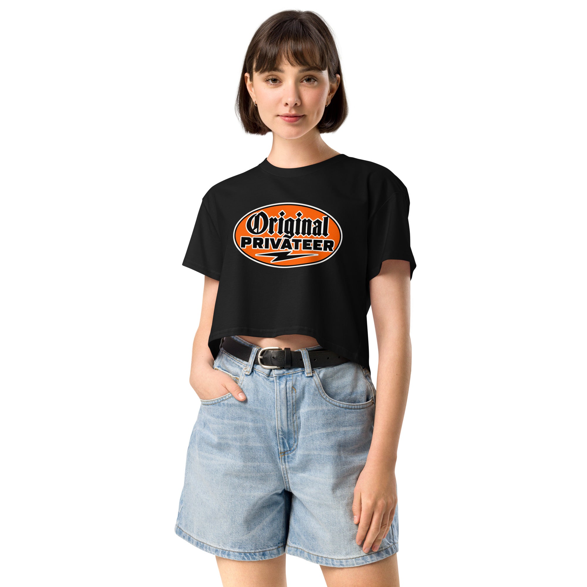 Women's Retro Orange Graphic Crop Top | Original Privateer