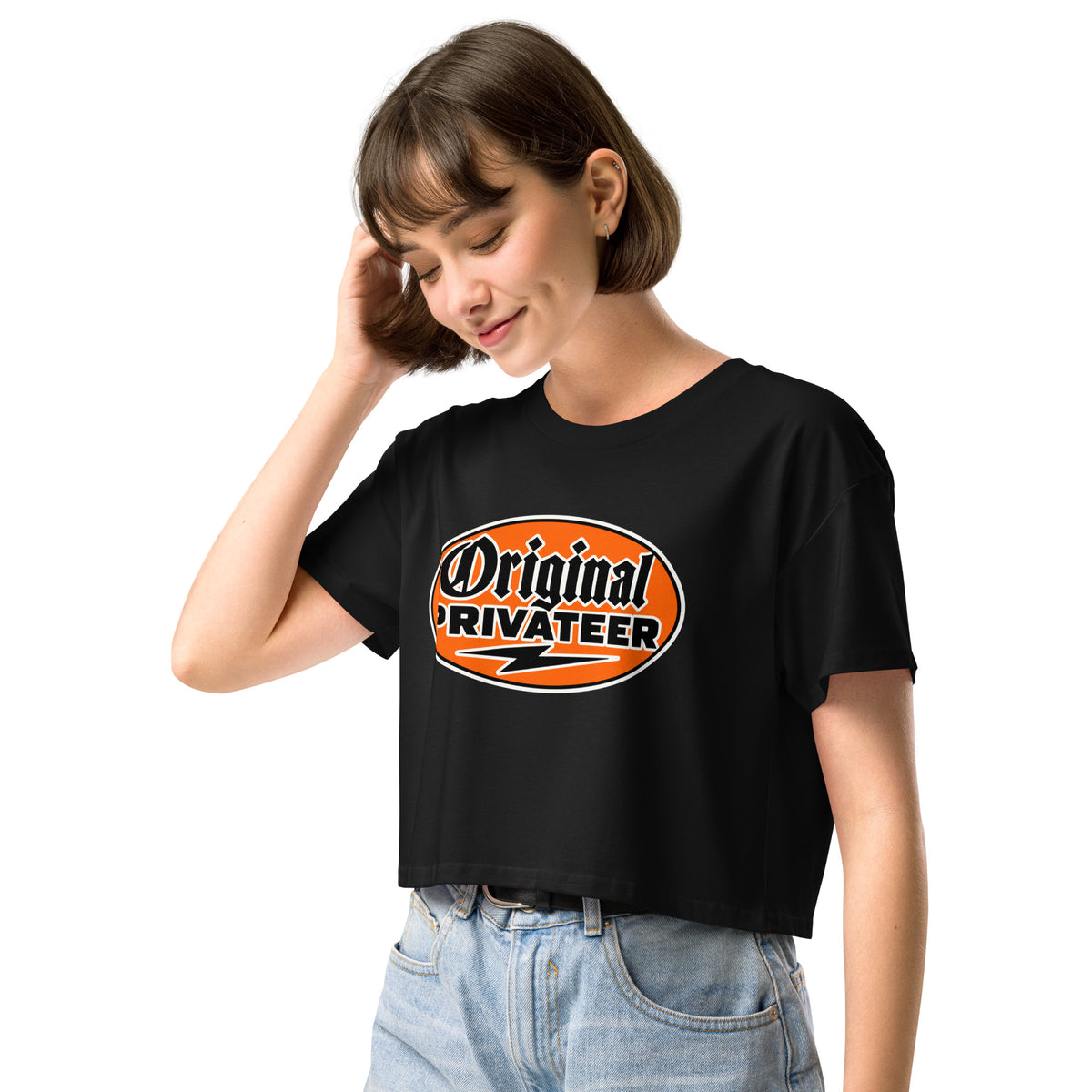 Women's Retro Orange Graphic Crop Top | Original Privateer