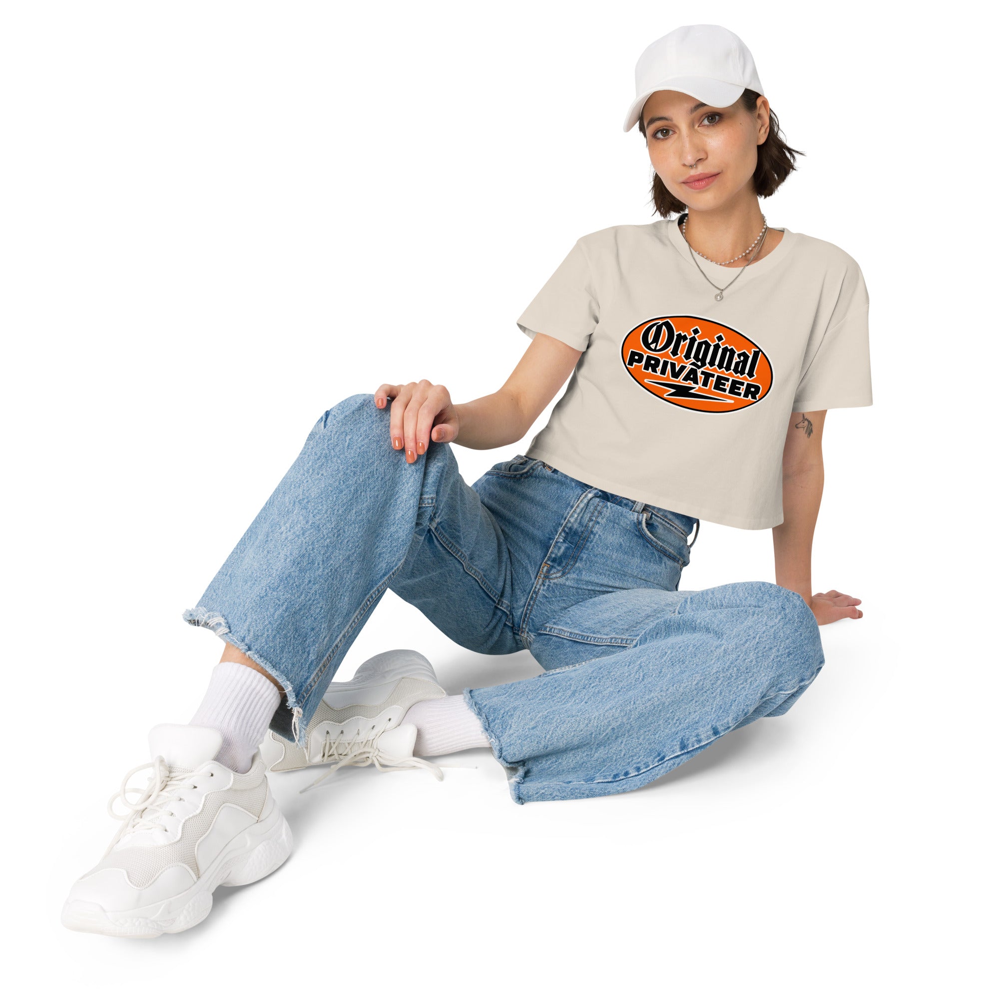 Women's Retro Orange Graphic Crop Top | Original Privateer