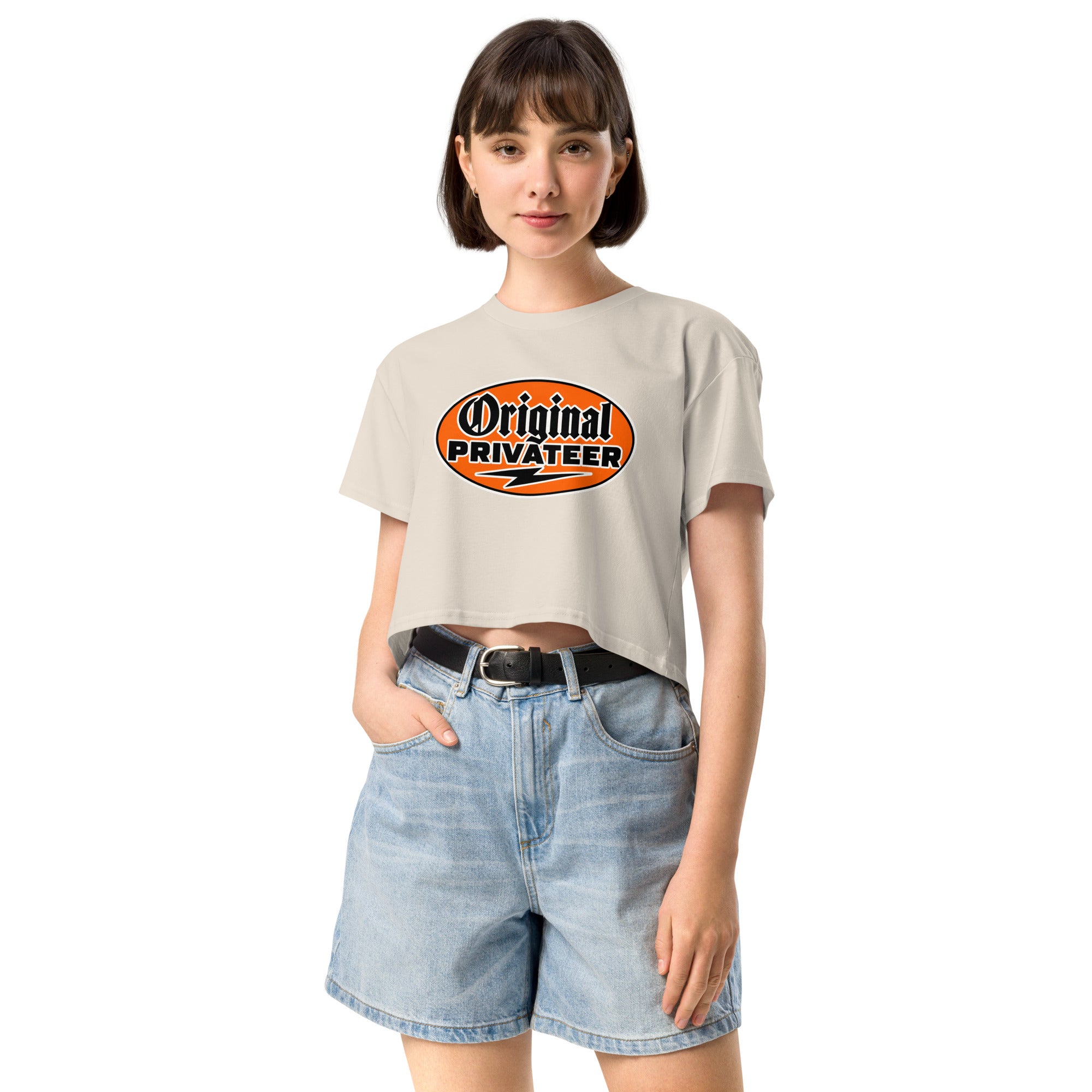 Women's Retro Orange Graphic Crop Top | Original Privateer
