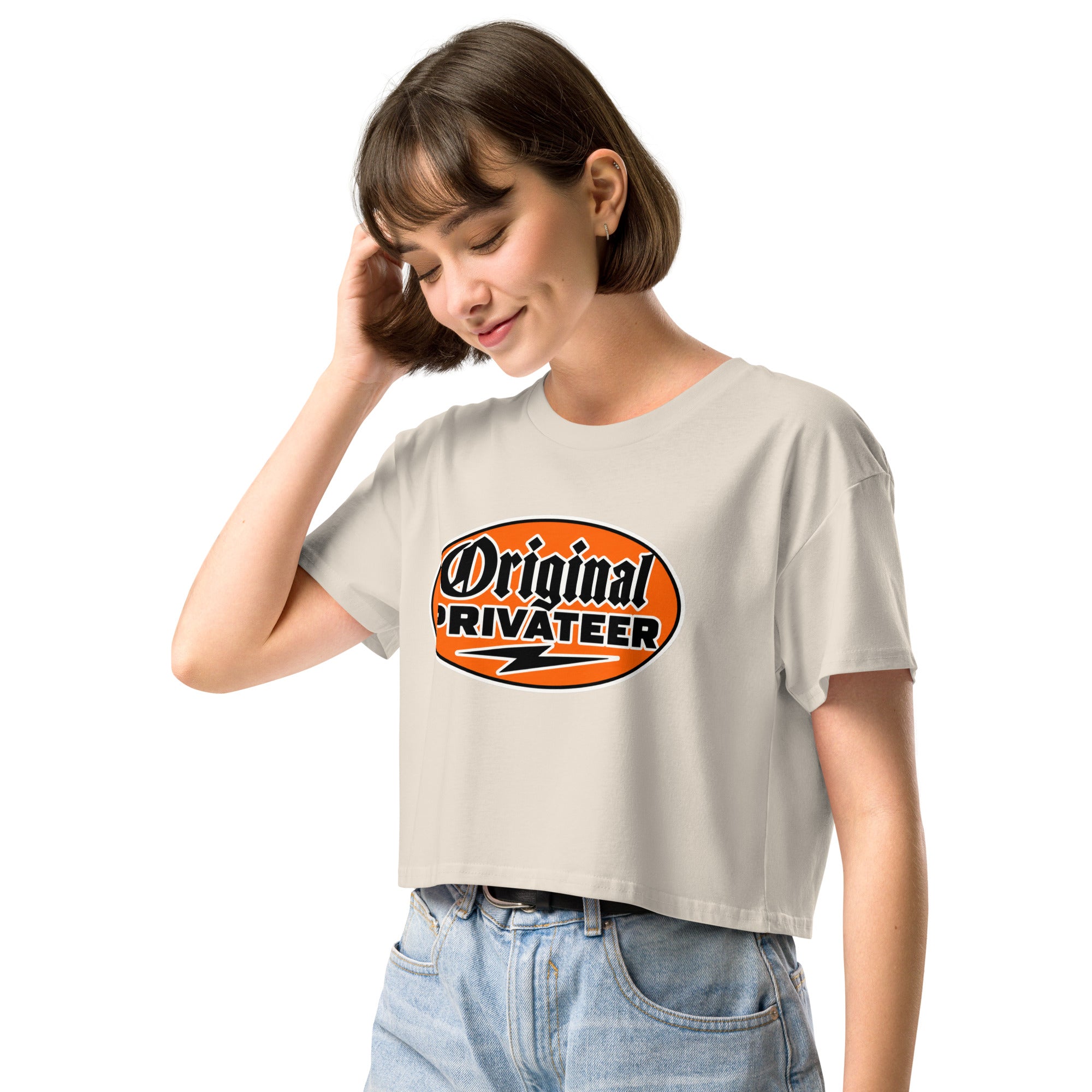 Women's Retro Orange Graphic Crop Top | Original Privateer