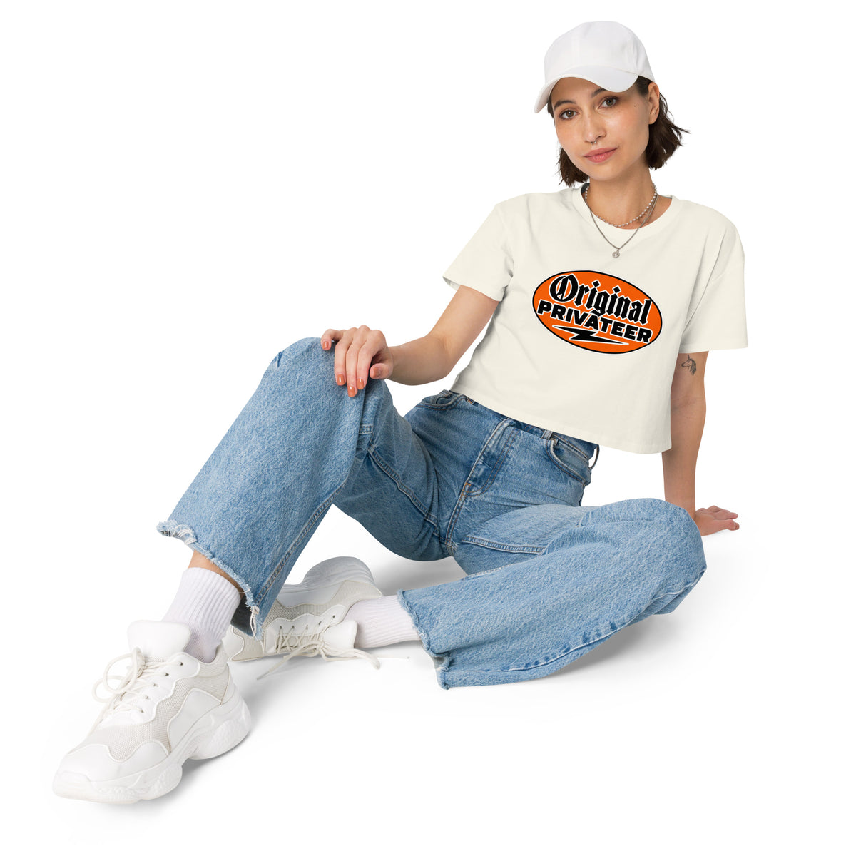 Women's Retro Orange Graphic Crop Top | Original Privateer