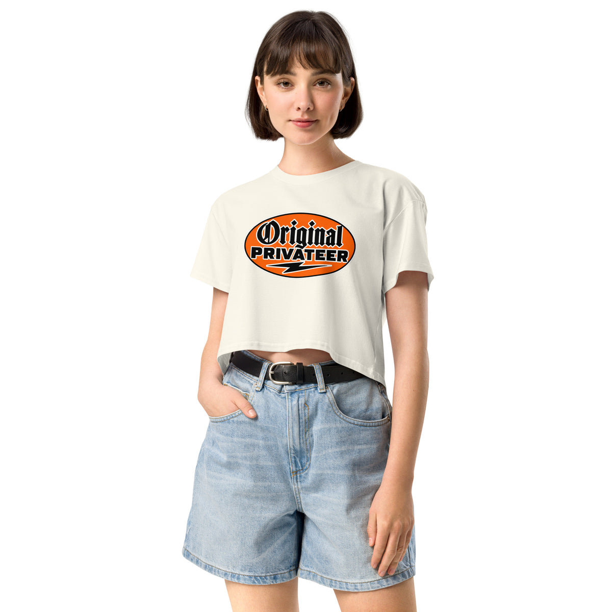 Women's Retro Orange Graphic Crop Top | Original Privateer