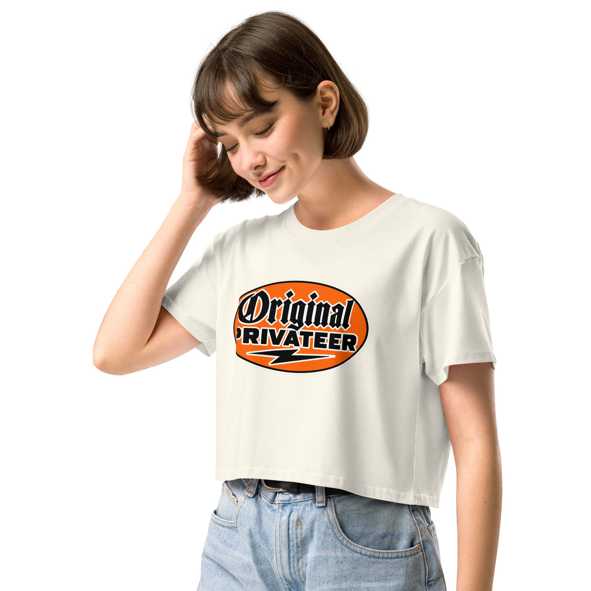 Women's Retro Orange Graphic Crop Top | Original Privateer