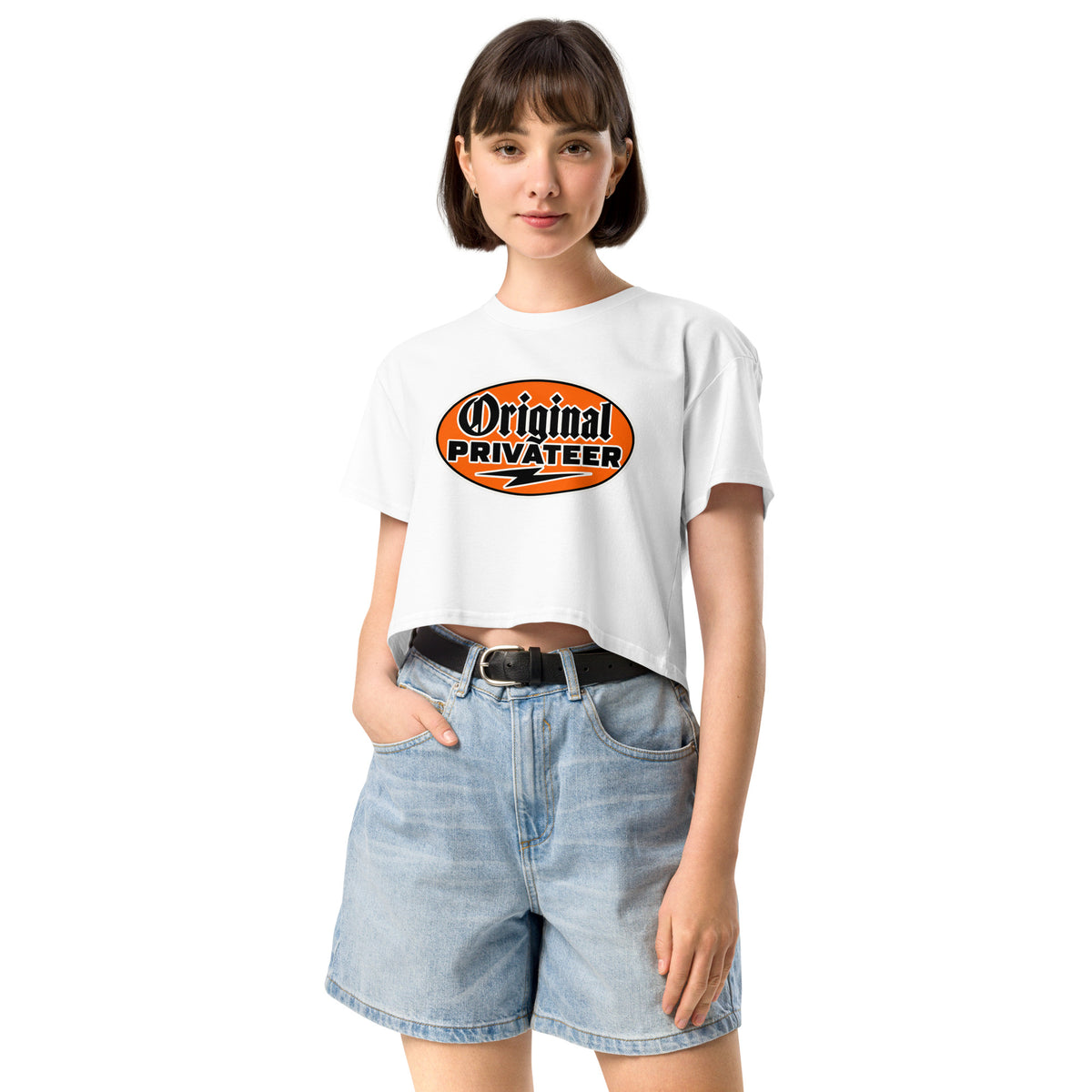 Women's Retro Orange Graphic Crop Top | Original Privateer