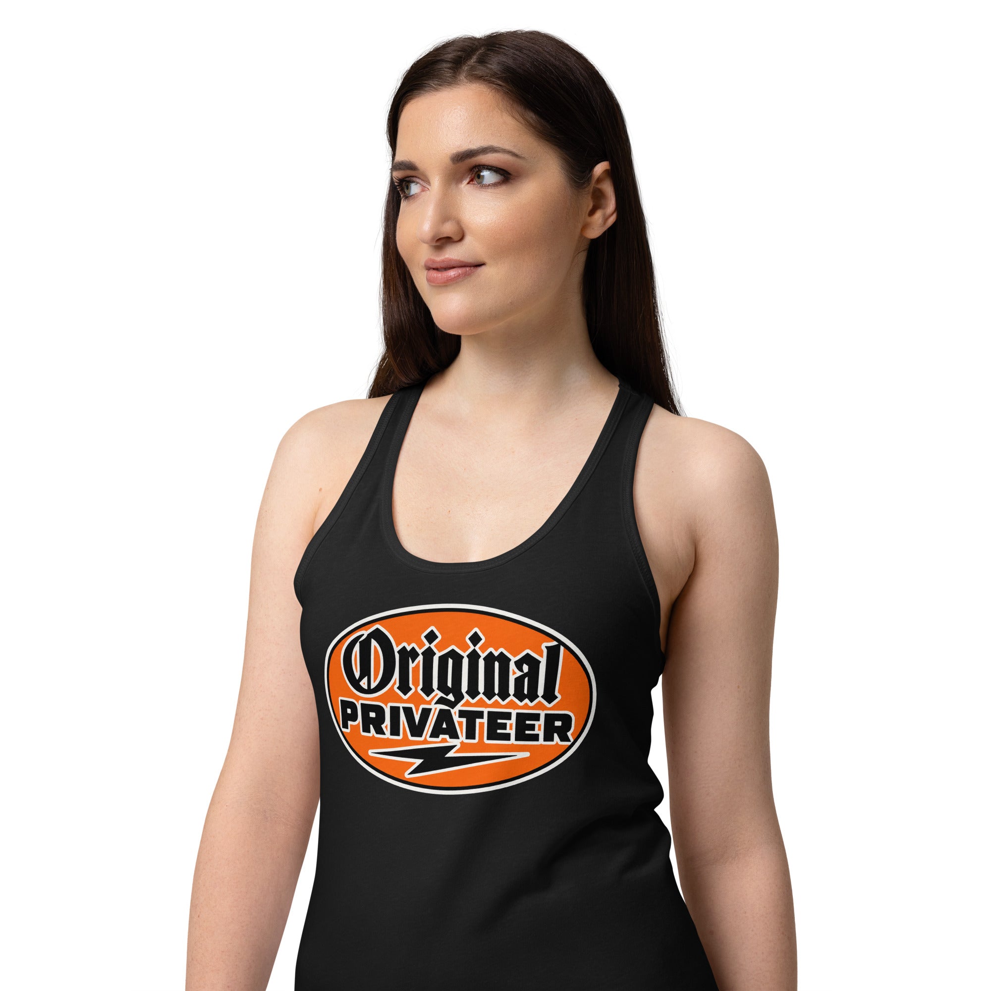 Women's Retro Orange Racerback Tank Top | Original Privateer