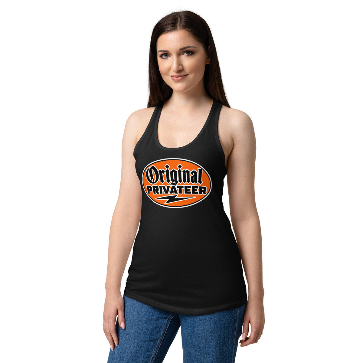 Women's Retro Orange Racerback Tank Top | Original Privateer