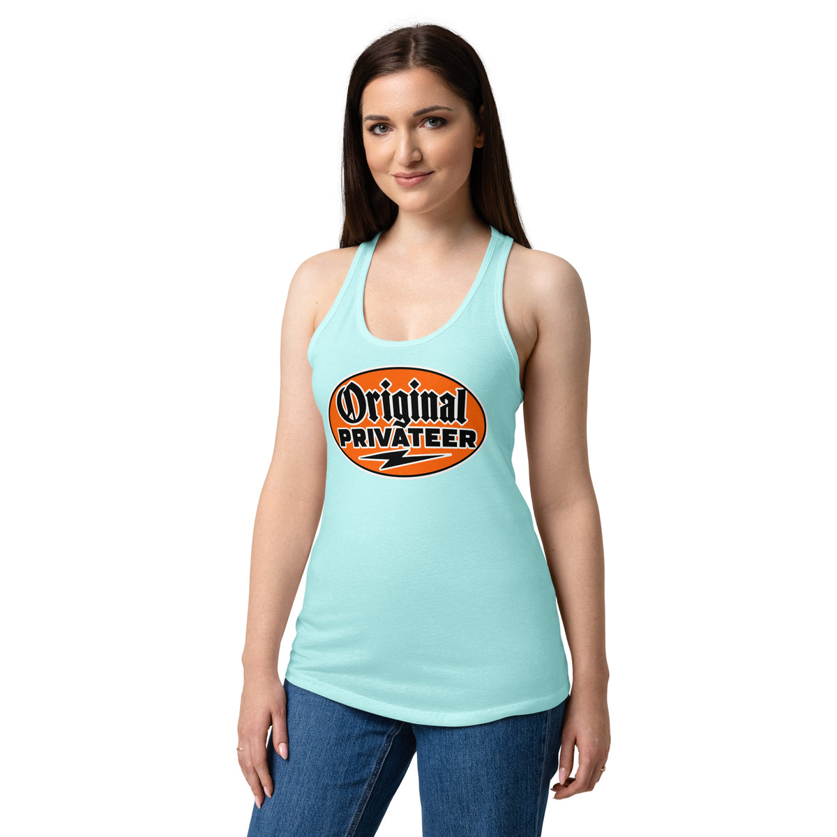 Women's Retro Orange Racerback Tank Top | Original Privateer