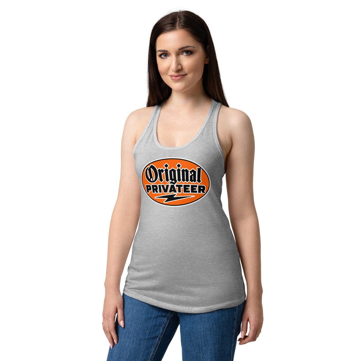 Women's Retro Orange Racerback Tank Top | Original Privateer