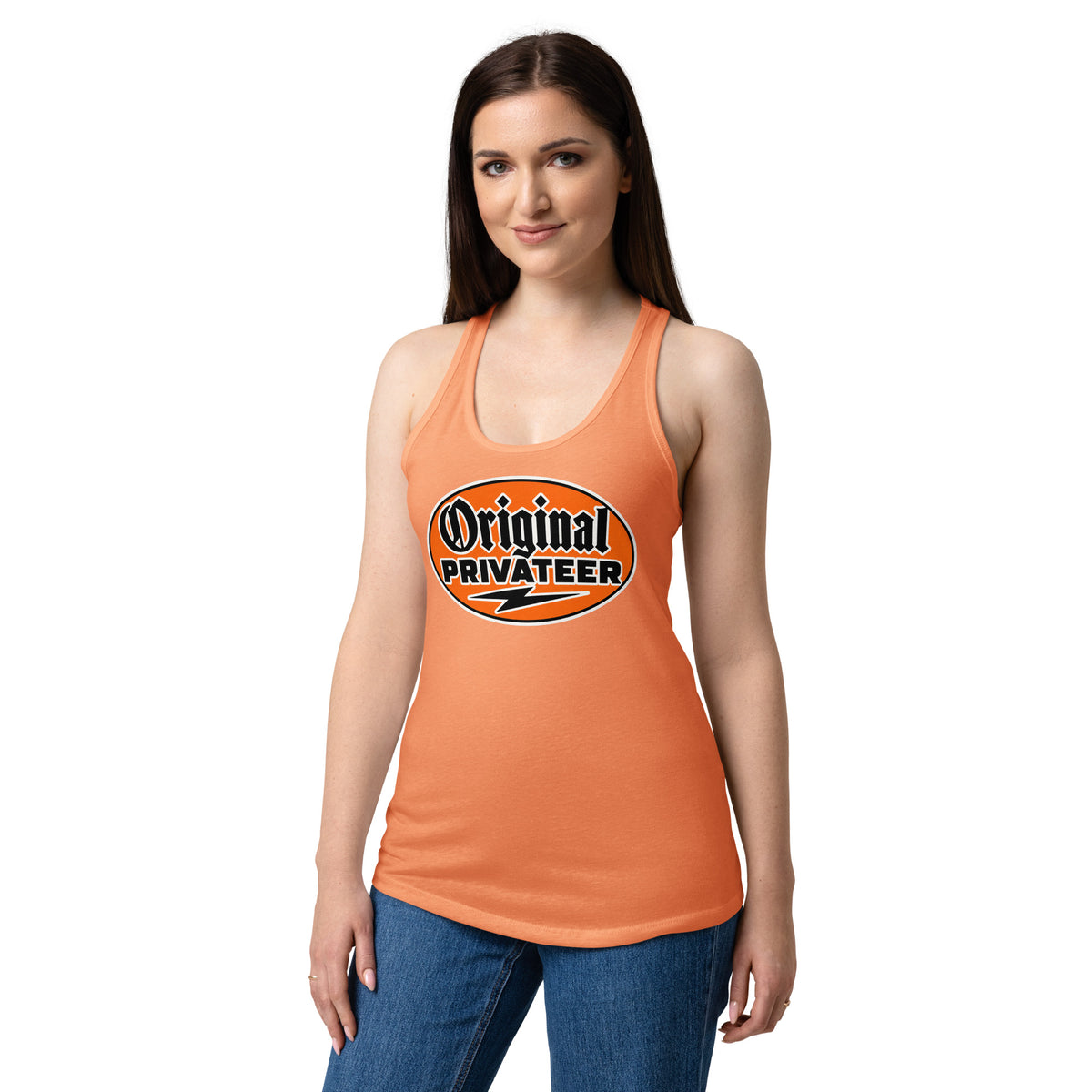 Women's Retro Orange Racerback Tank Top | Original Privateer