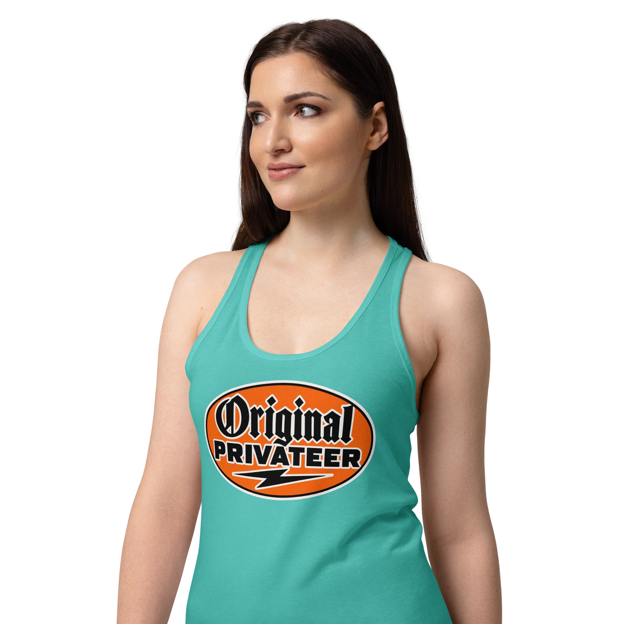 Women's Retro Orange Racerback Tank Top | Original Privateer