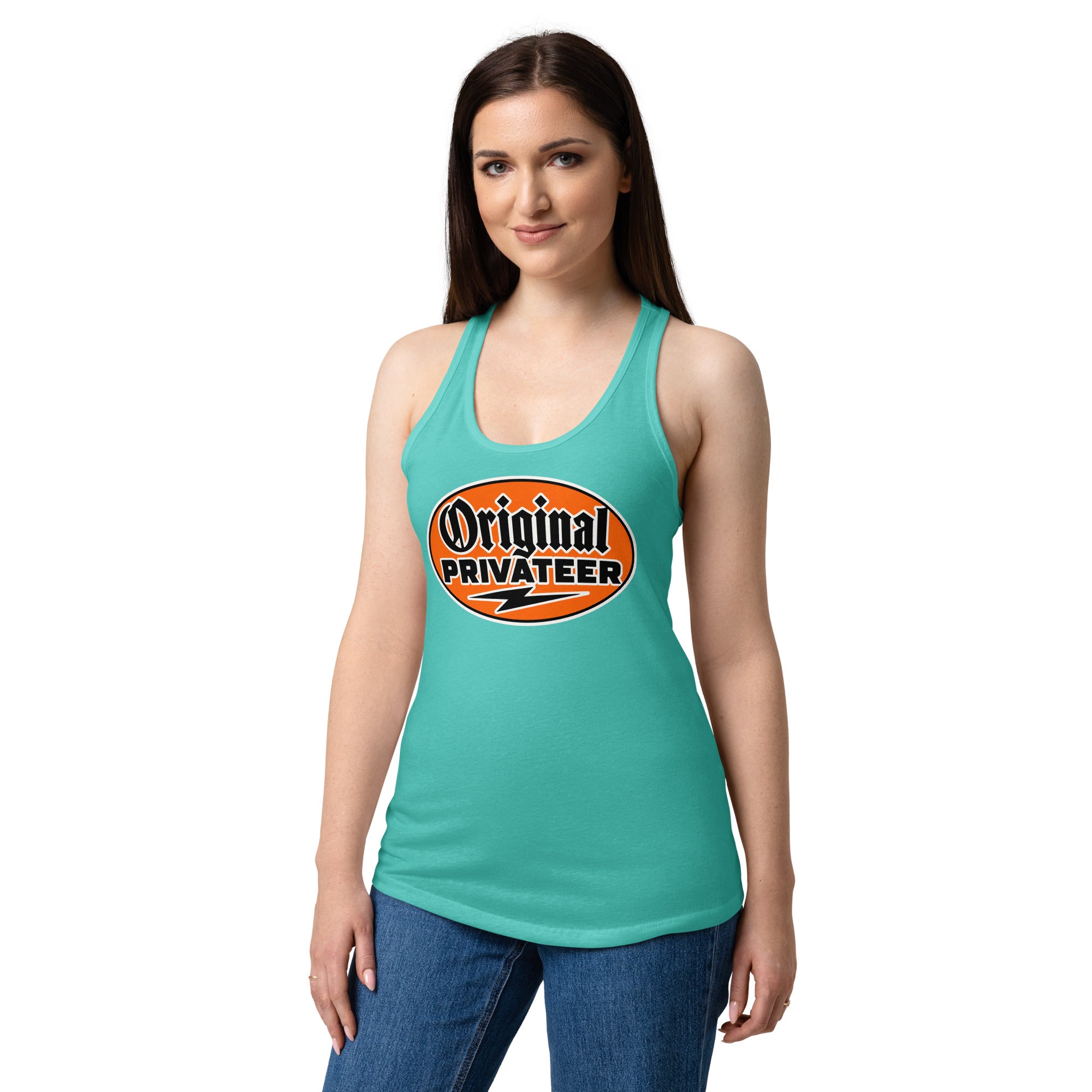 Women's Retro Orange Racerback Tank Top | Original Privateer