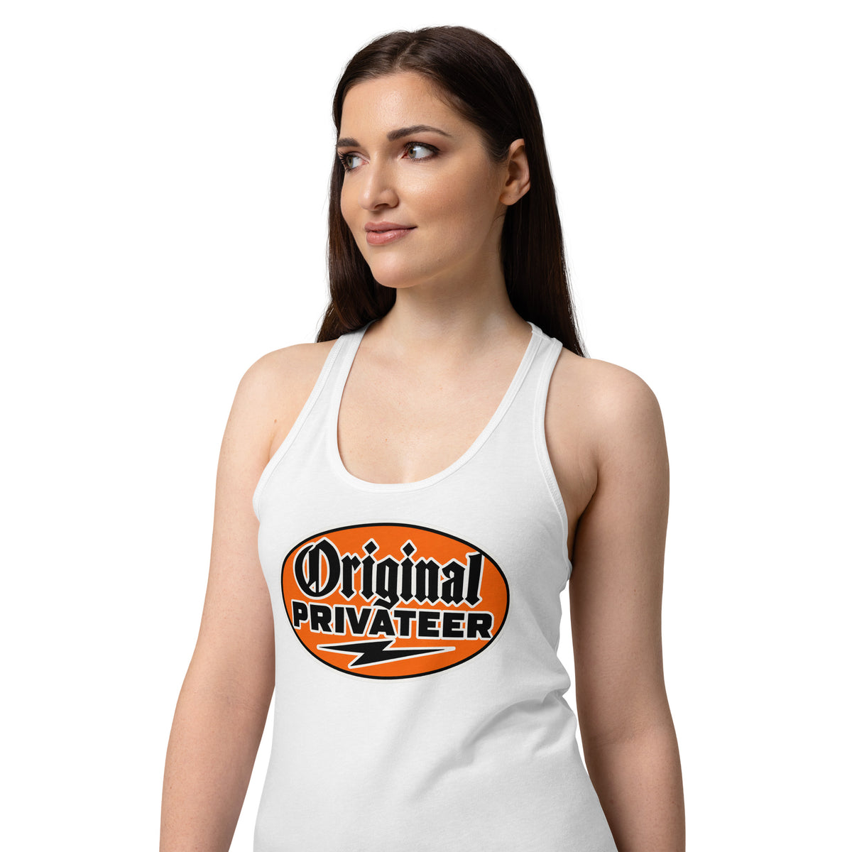 Women's Retro Orange Racerback Tank Top | Original Privateer