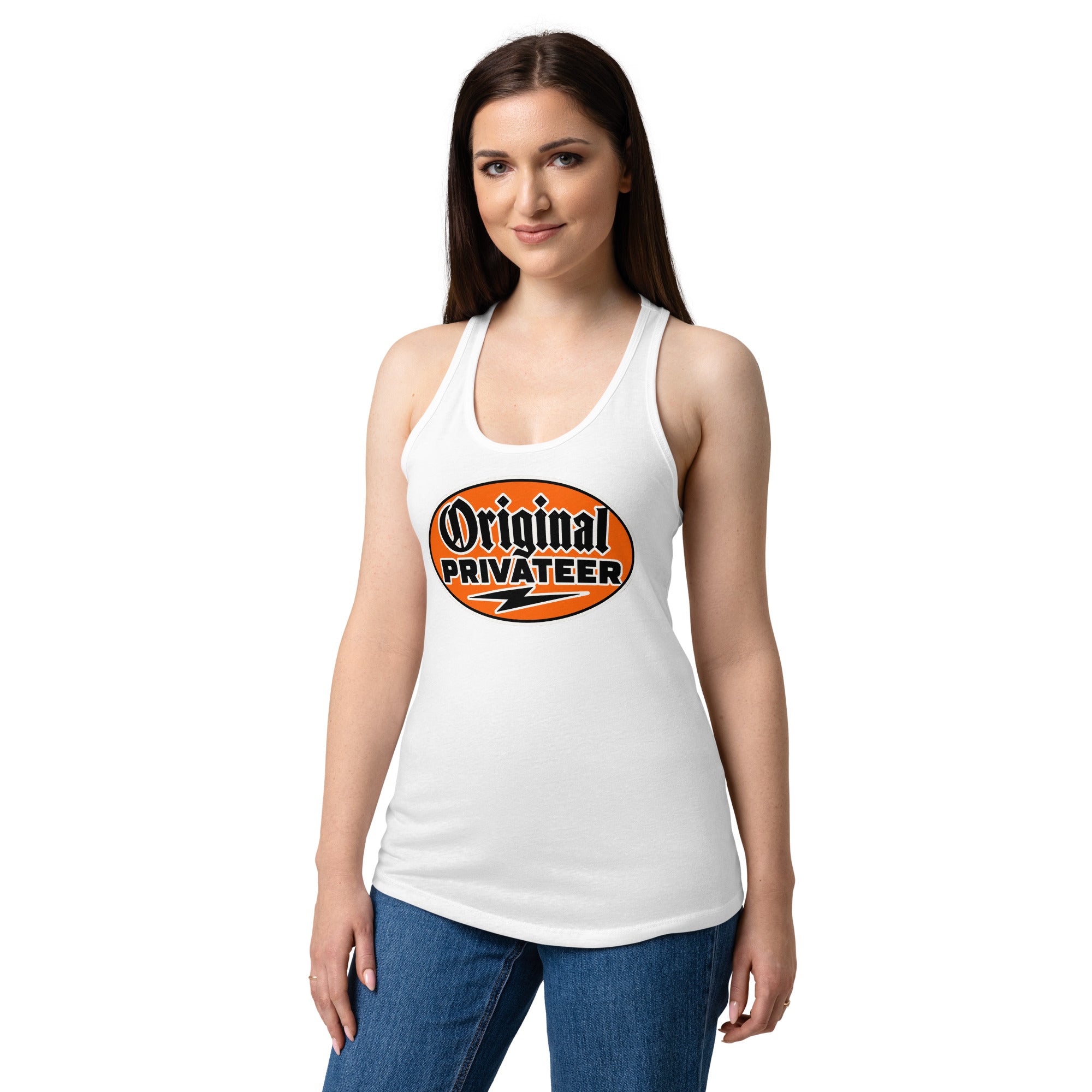 Women's Retro Orange Racerback Tank Top | Original Privateer